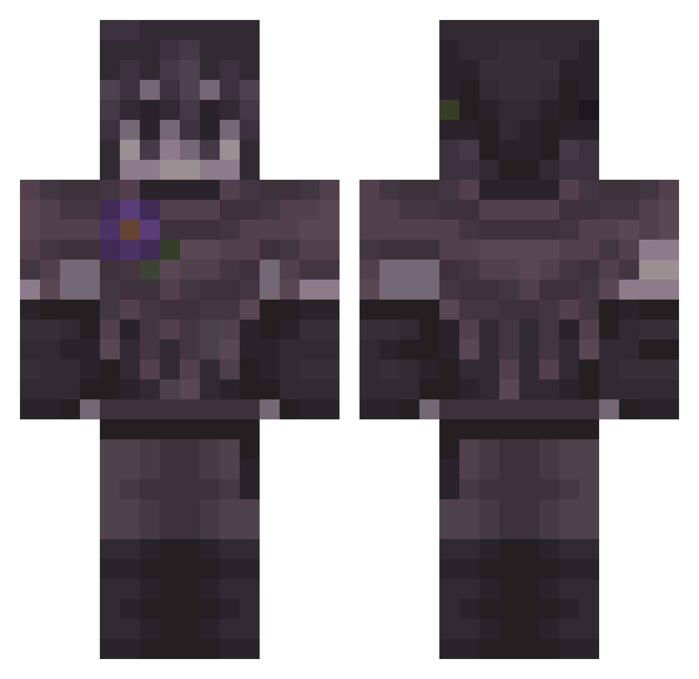 Subspacd Minecraft skin, front and back view