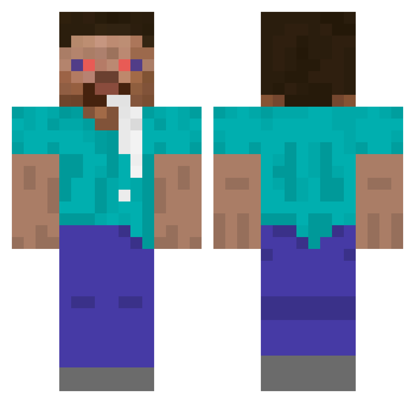 EvilOzzy Minecraft skin, front and back view