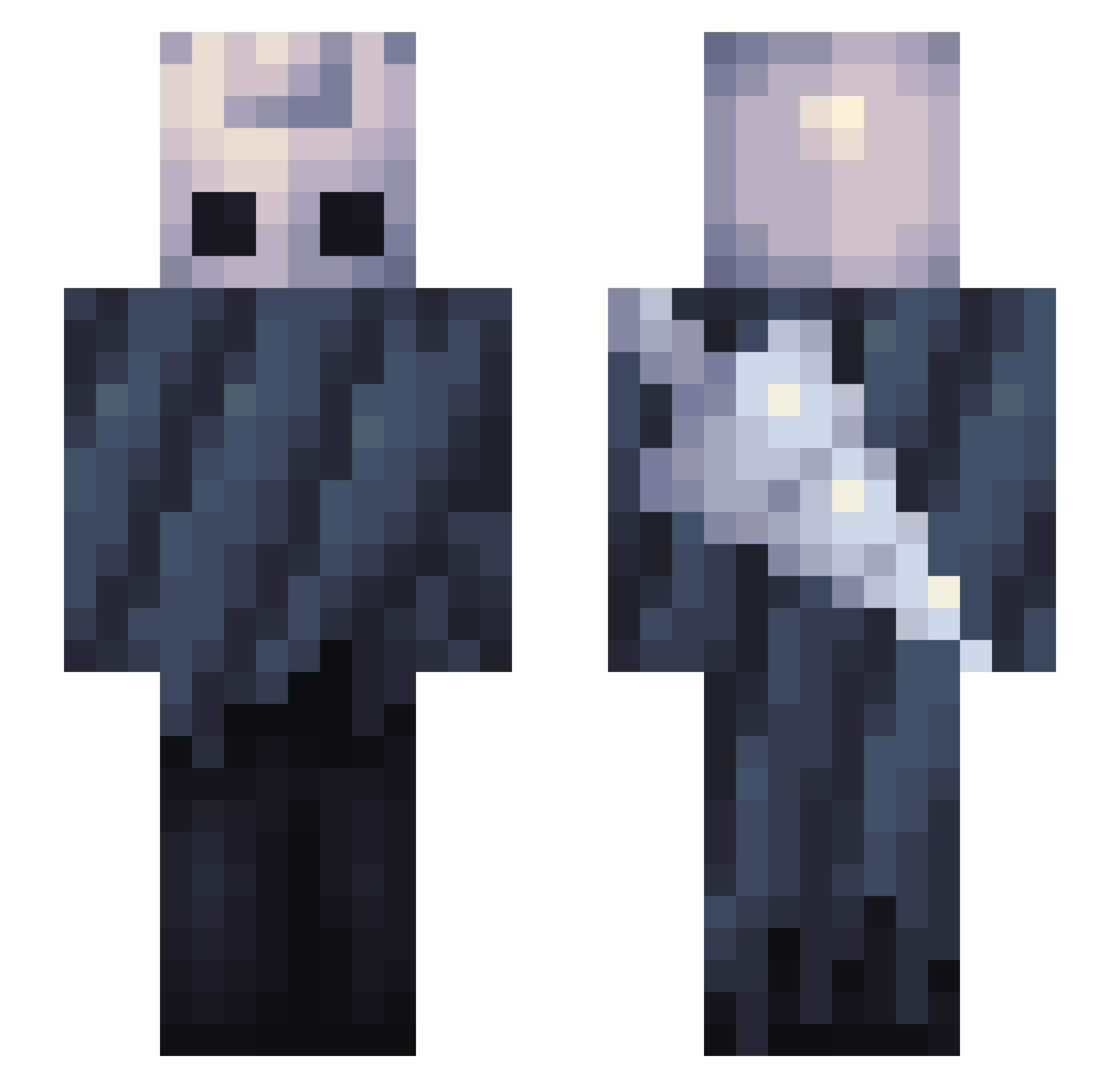 010100 Minecraft skin, front and back view