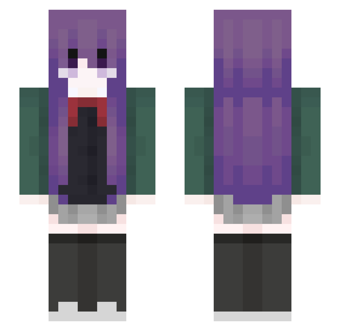 asyaxd Minecraft skin, front and back view