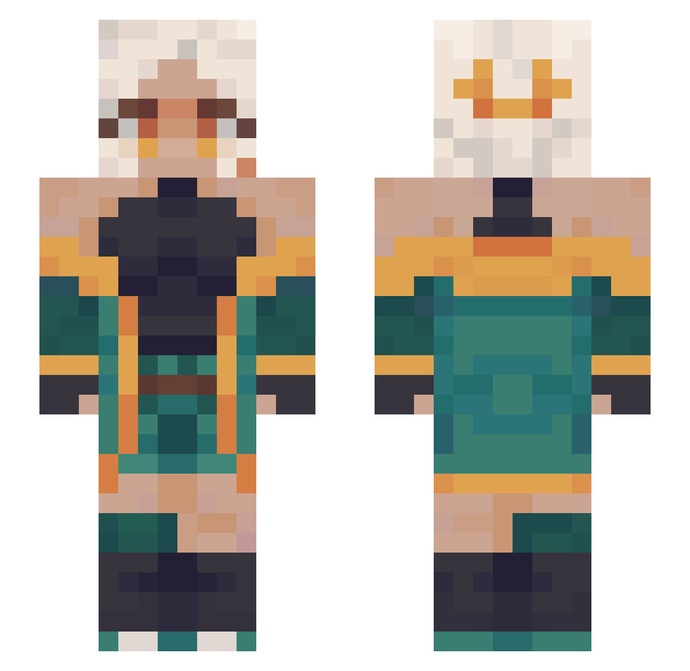 TheRealMe9001 Minecraft skin, front and back view