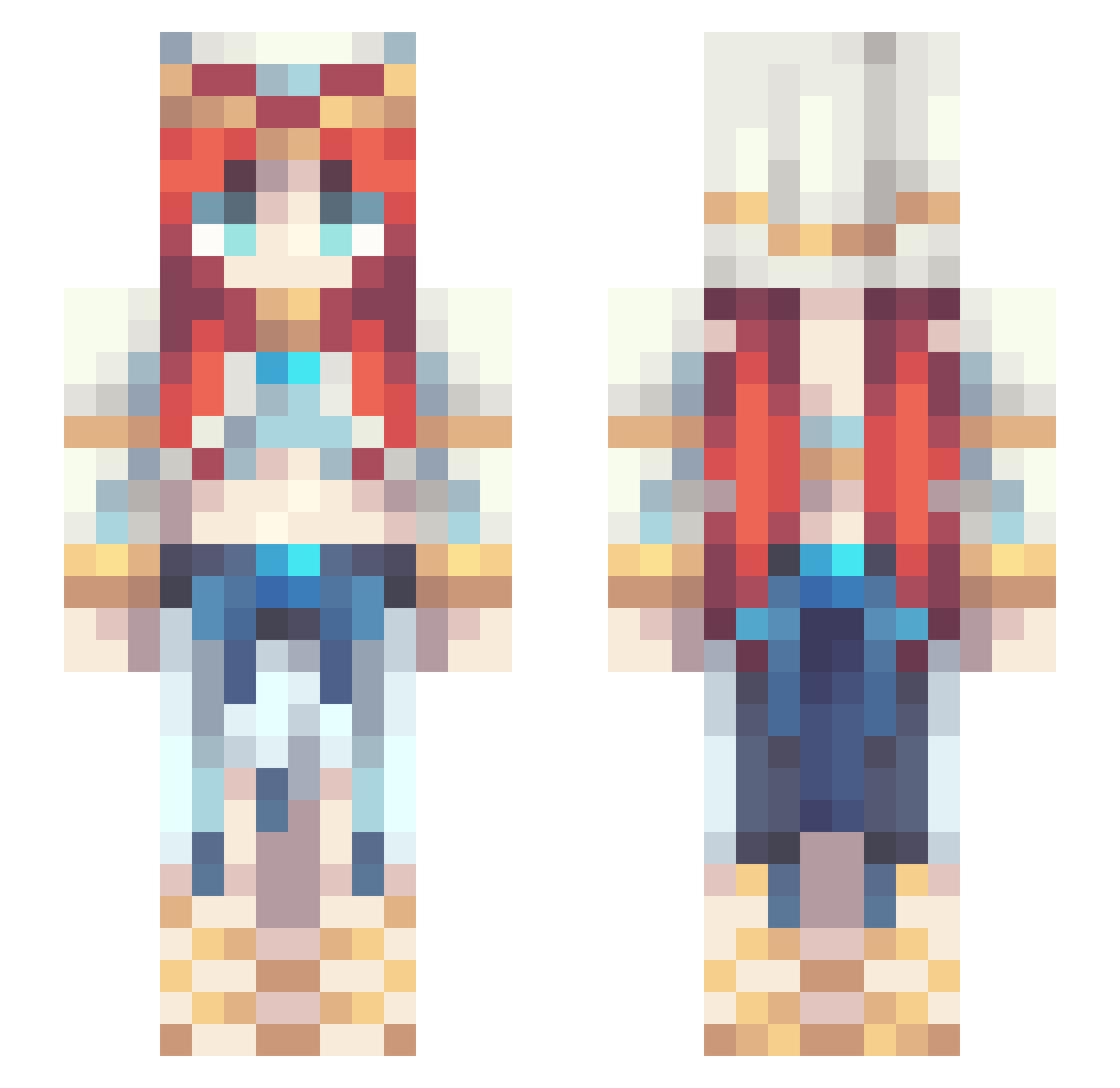 honaback Minecraft skin, front and back view