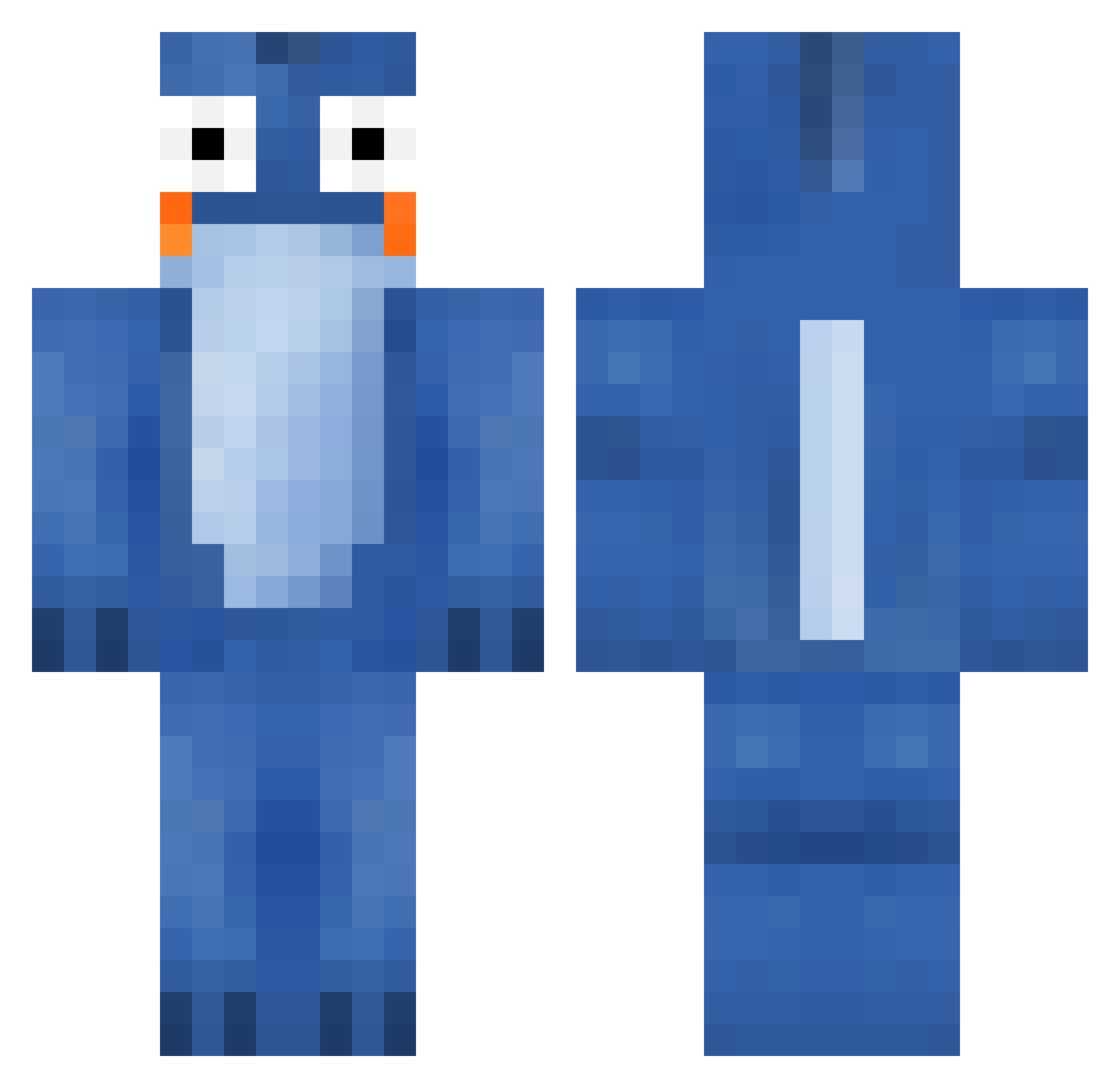 Sacred Minecraft skin, front and back view