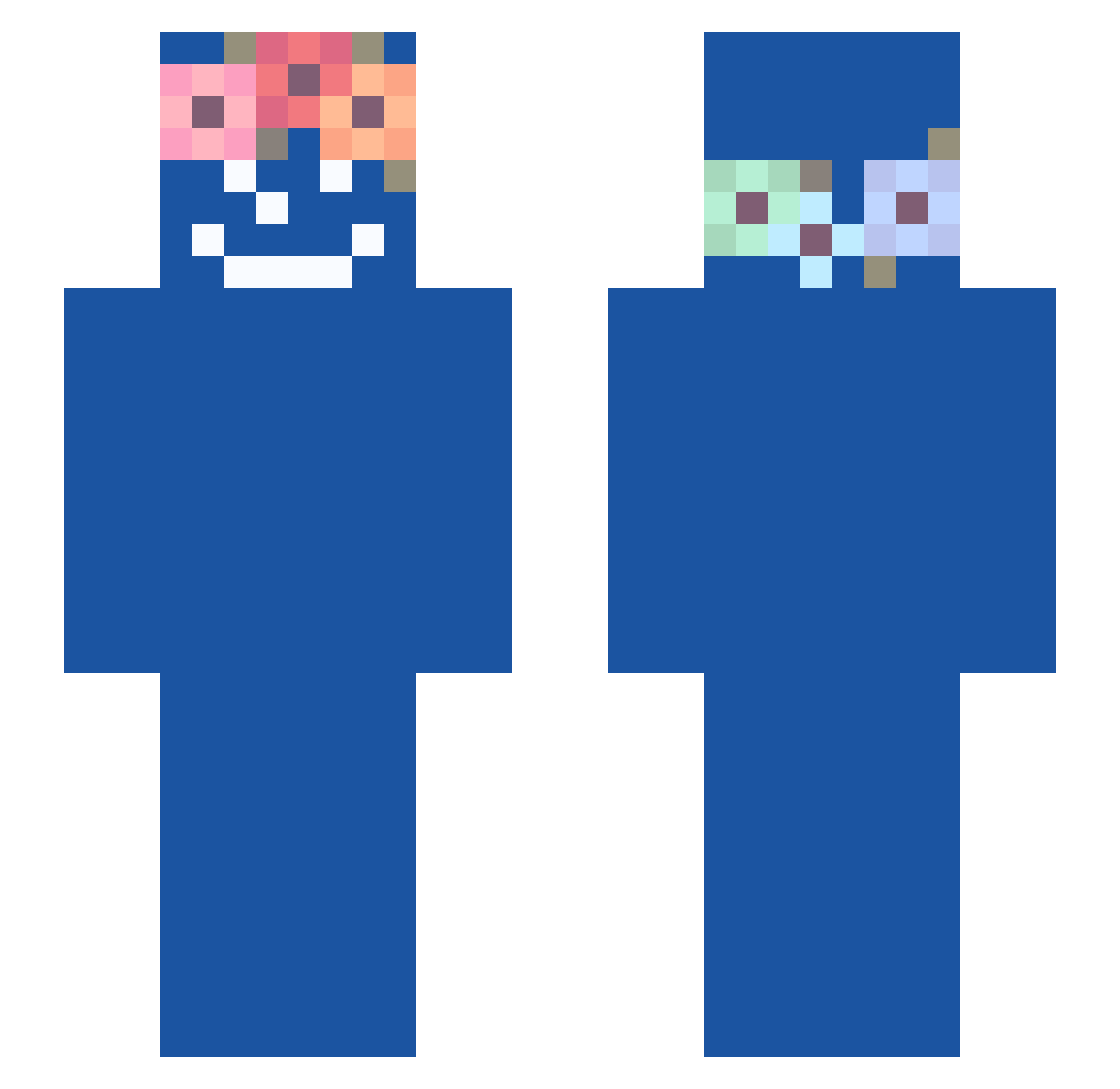 toadies Minecraft skin, front and back view