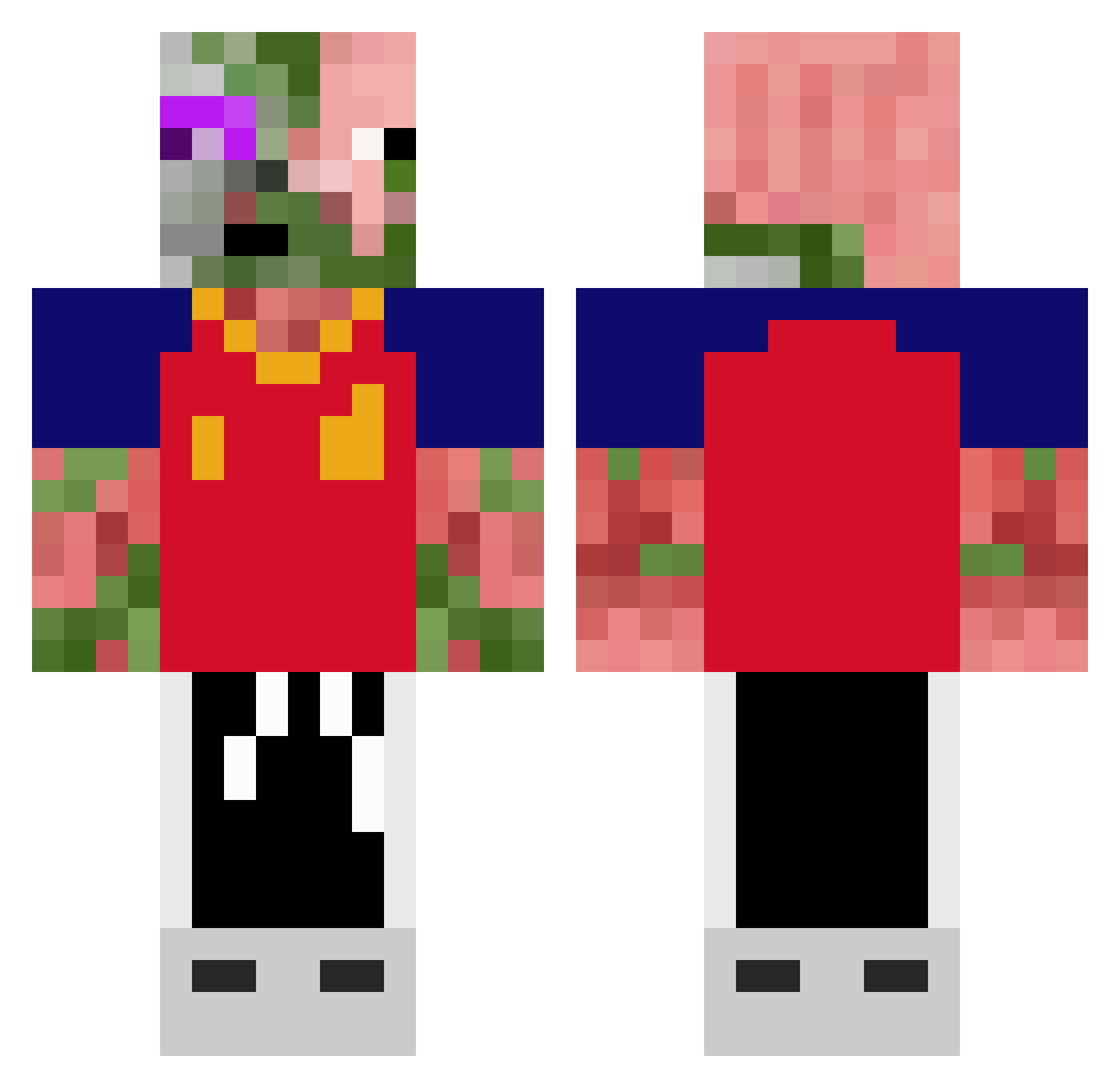 TheRealPiri Minecraft skin, front and back view