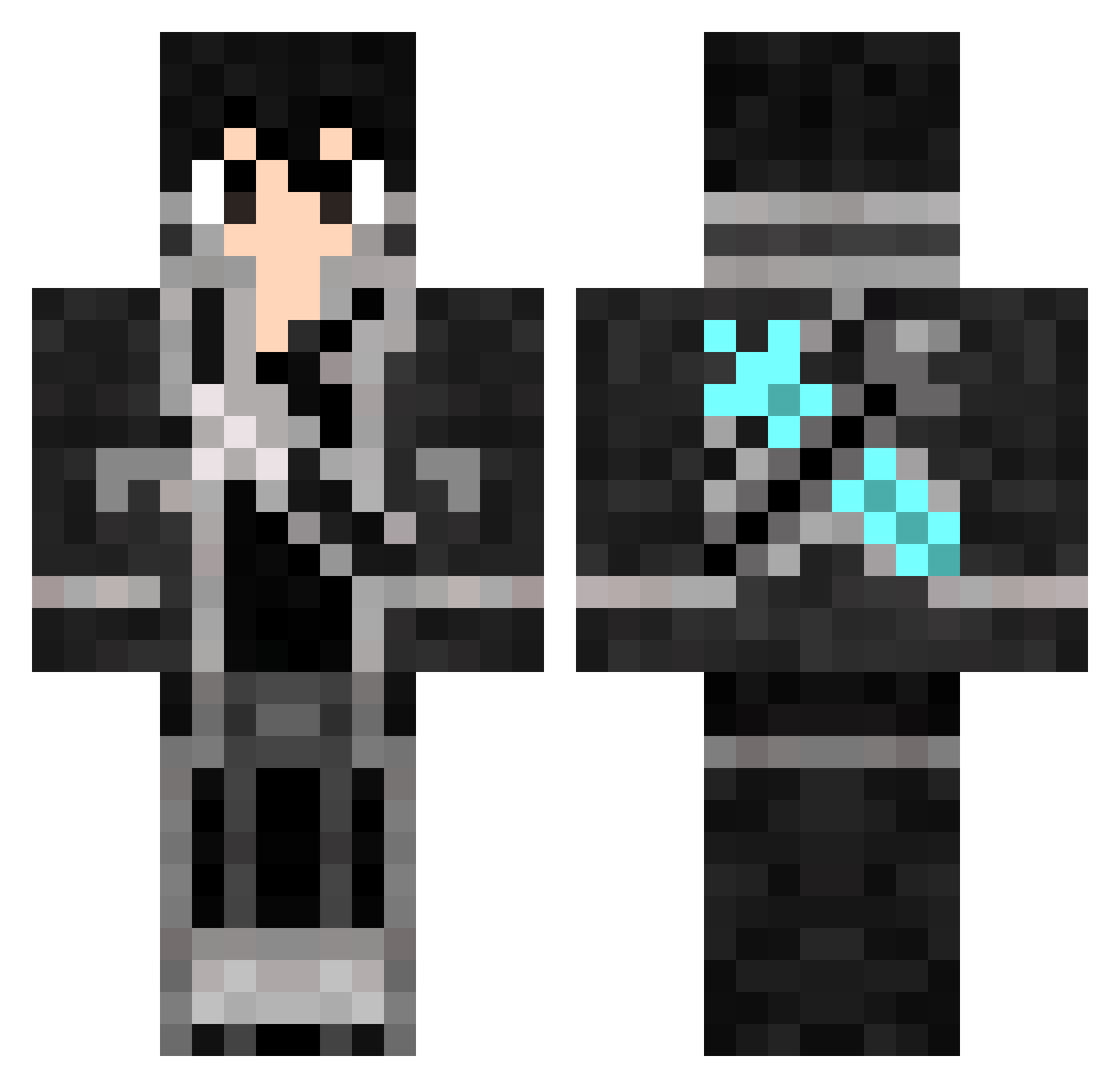 Lewqs Minecraft skin, front and back view