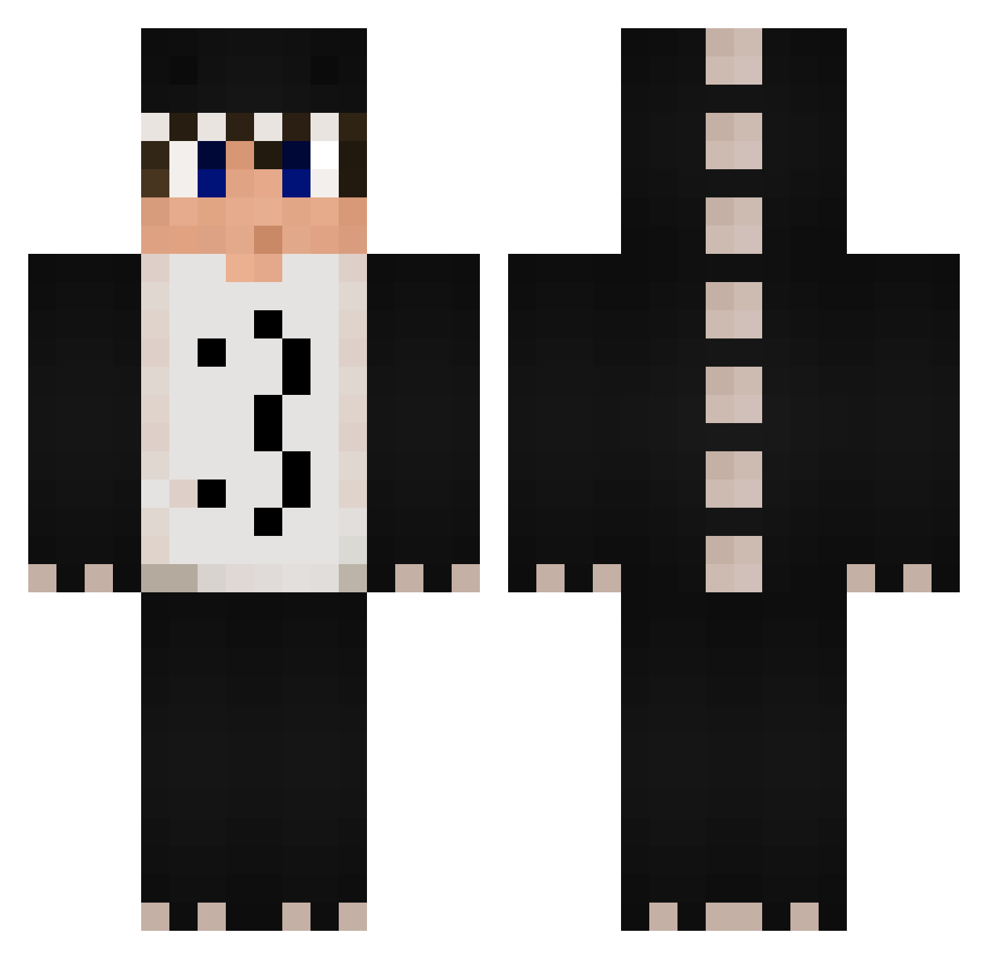 Koalilla Minecraft skin, front and back view