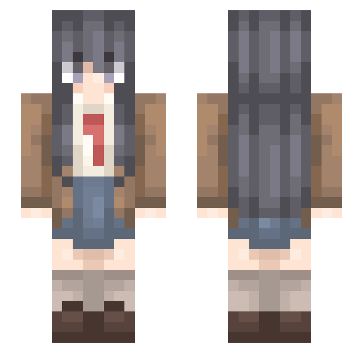 YiJi1 Minecraft skin, front and back view