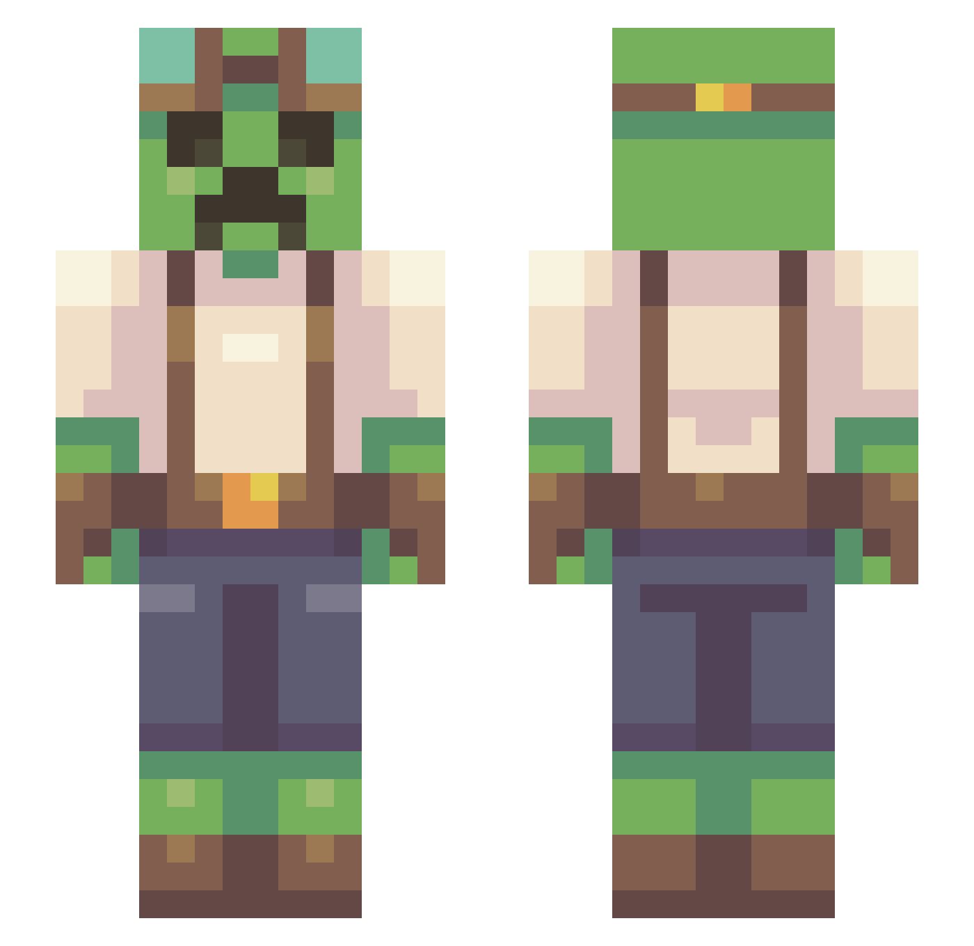 PoxTerr Minecraft skin, front and back view