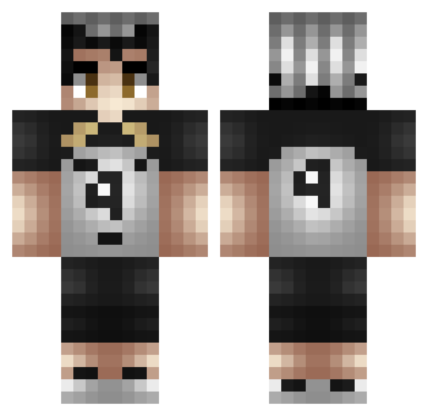 Crazychadi8 Minecraft skin, front and back view