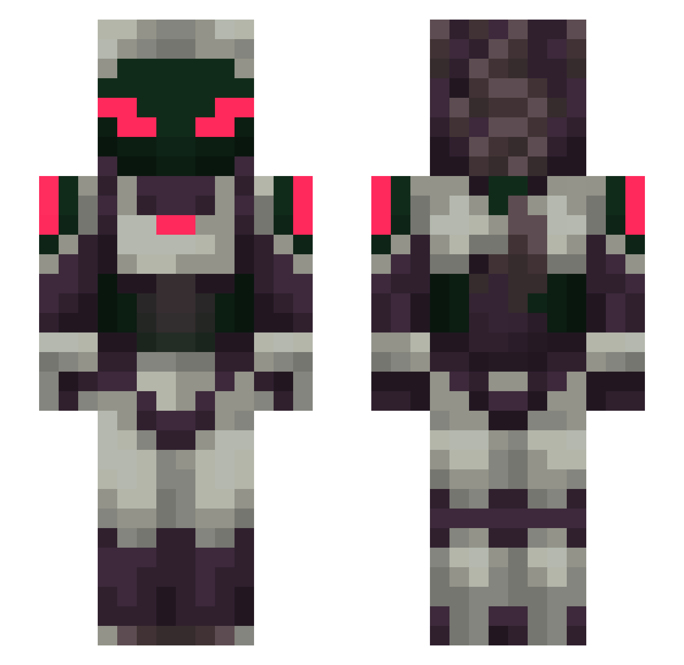 404l Minecraft skin, front and back view