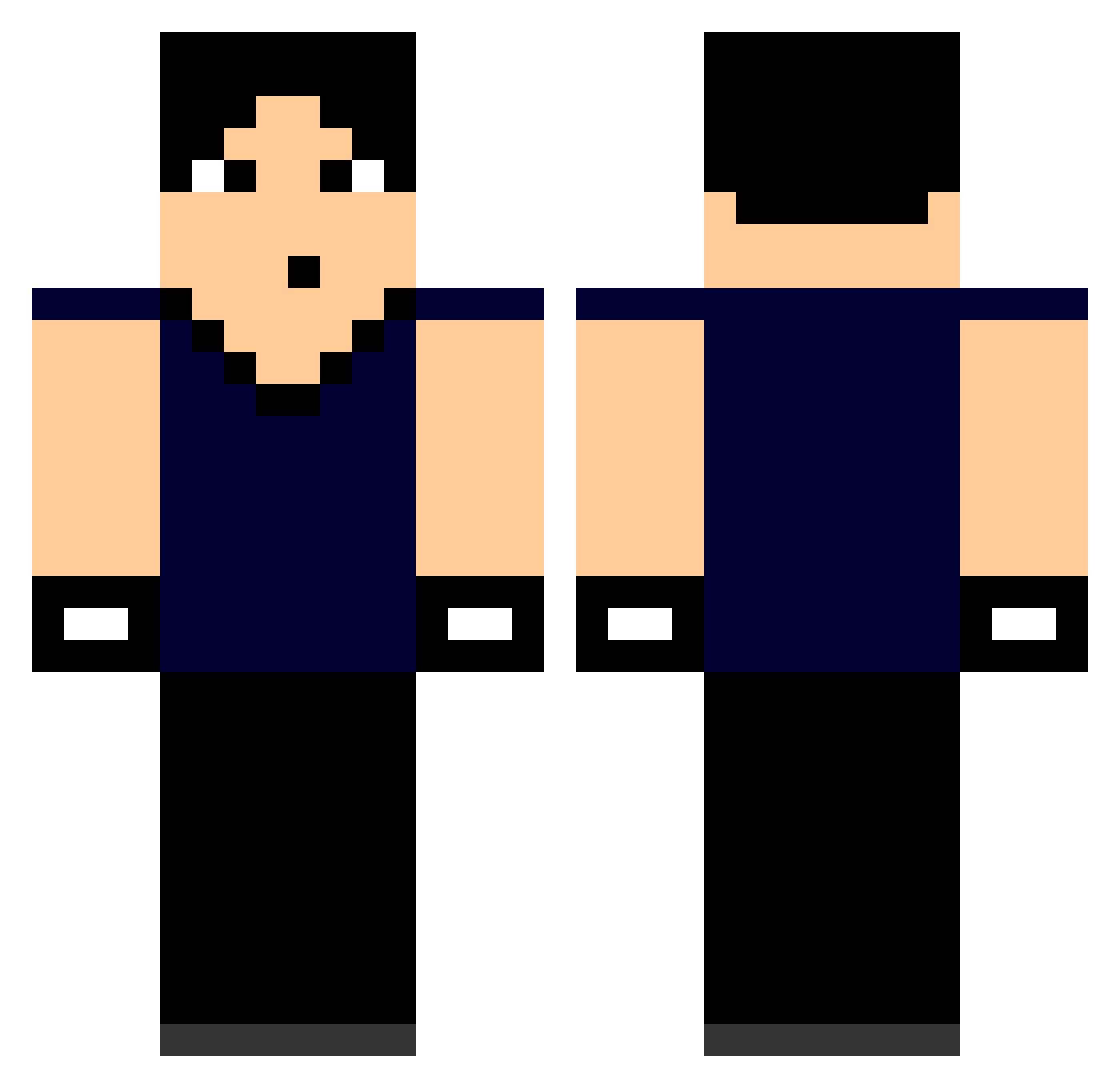 wigged Minecraft skin, front and back view