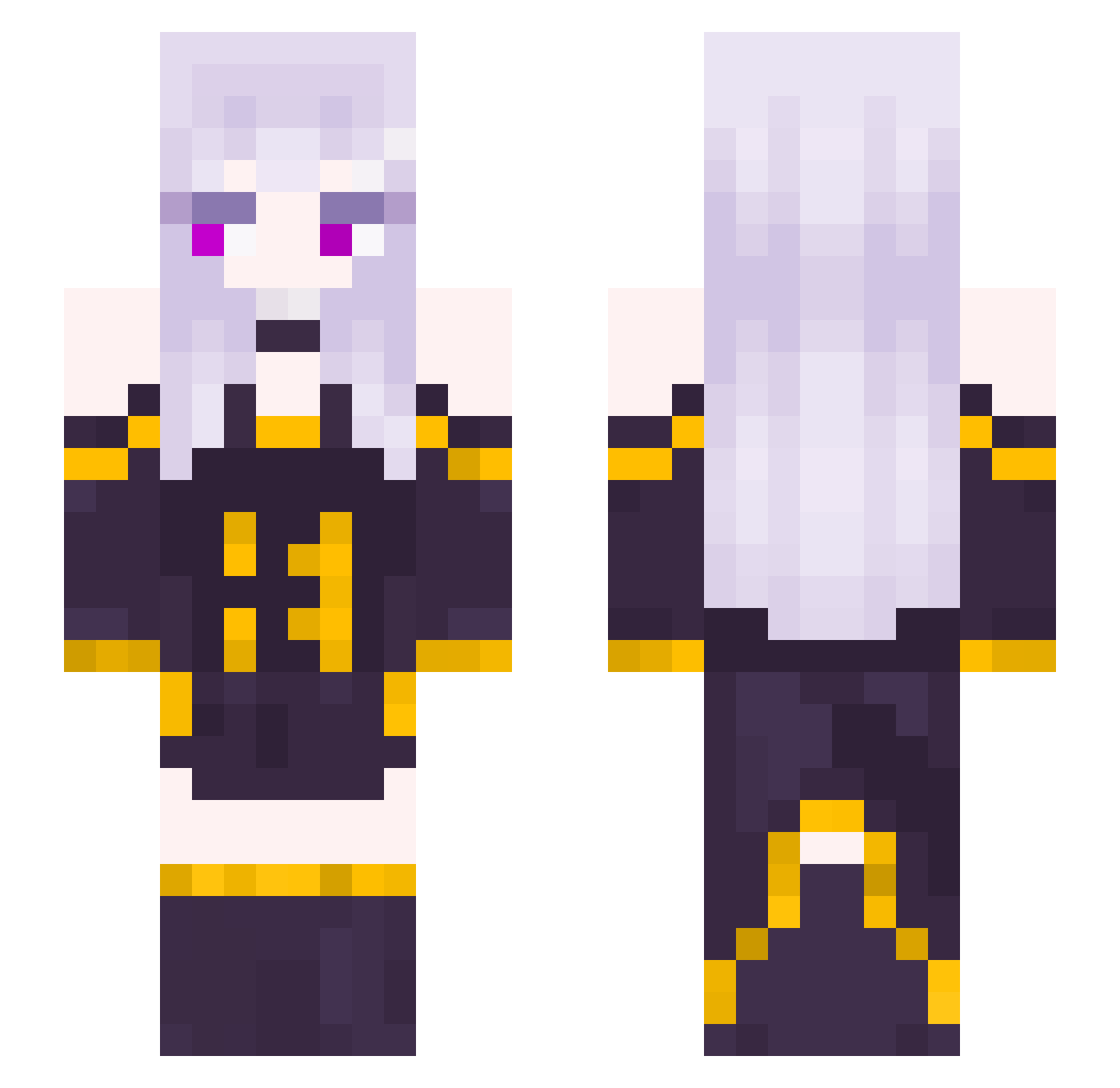 veneven Minecraft skin, front and back view