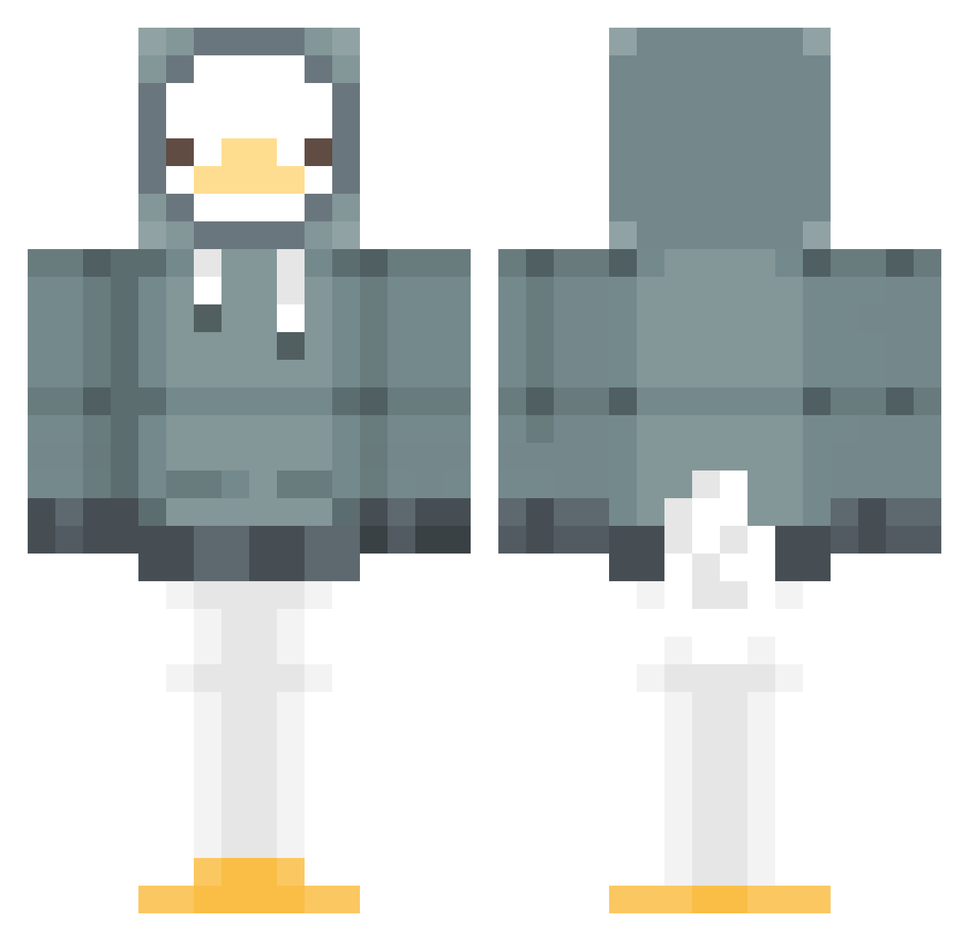Yewednos Minecraft skin, front and back view