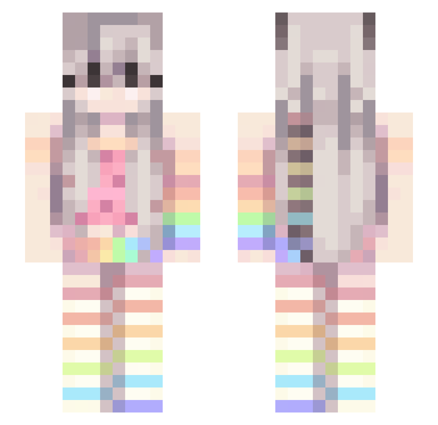 sophzee Minecraft skin, front and back view