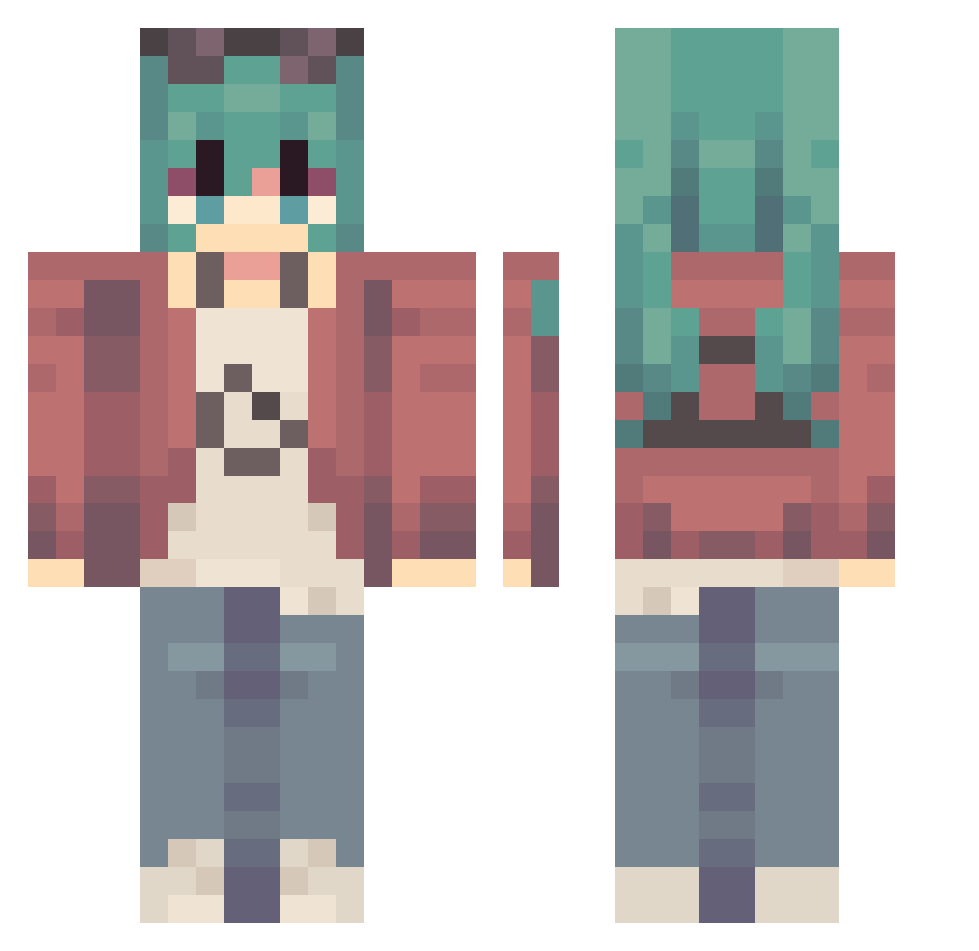 Shima_vtb Minecraft skin, front and back view