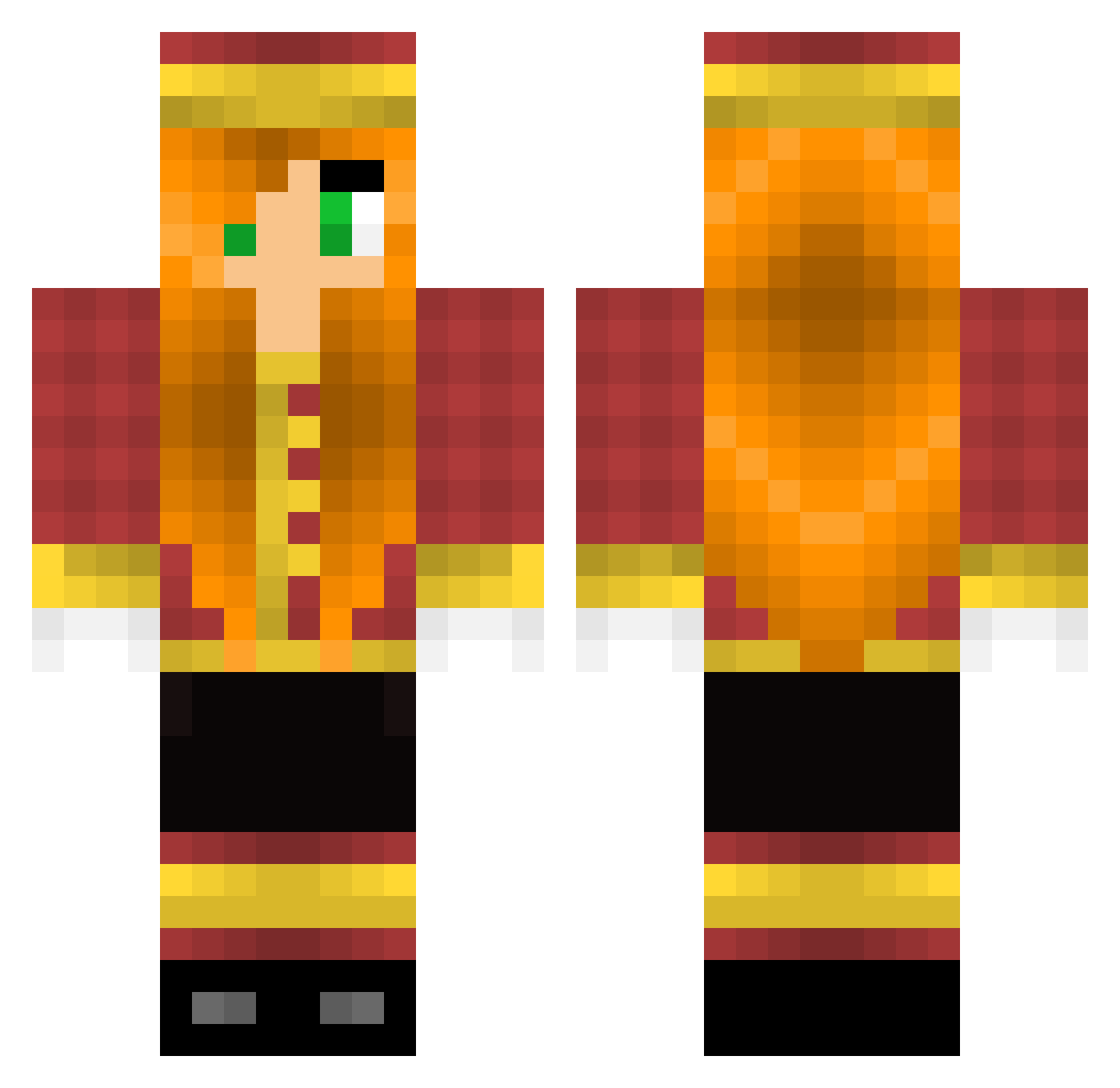 Darkstripes2233 Minecraft skin, front and back view