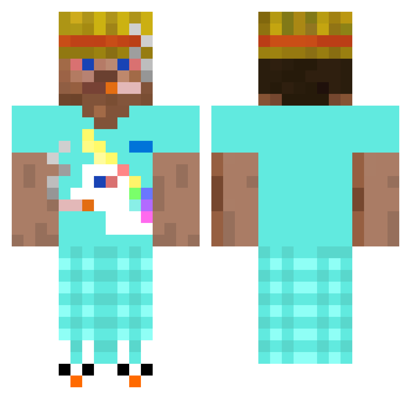 OhneWhalla Minecraft skin, front and back view