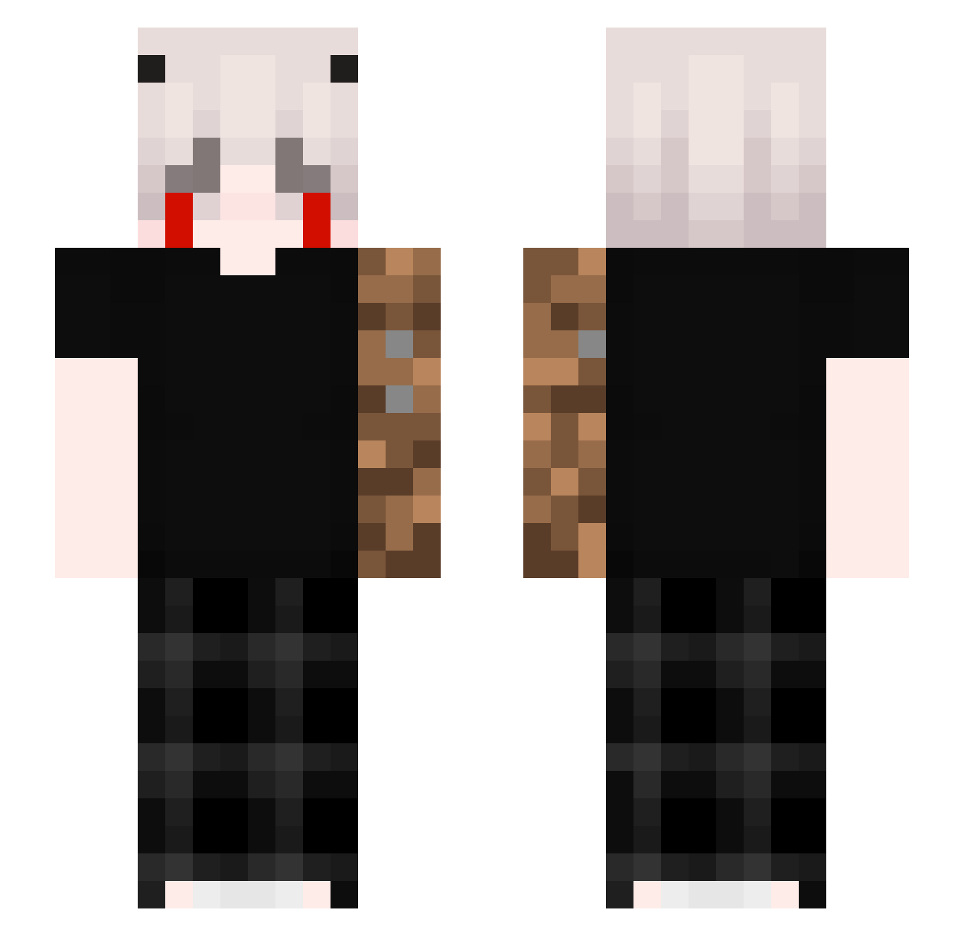 EndXE Minecraft skin, front and back view