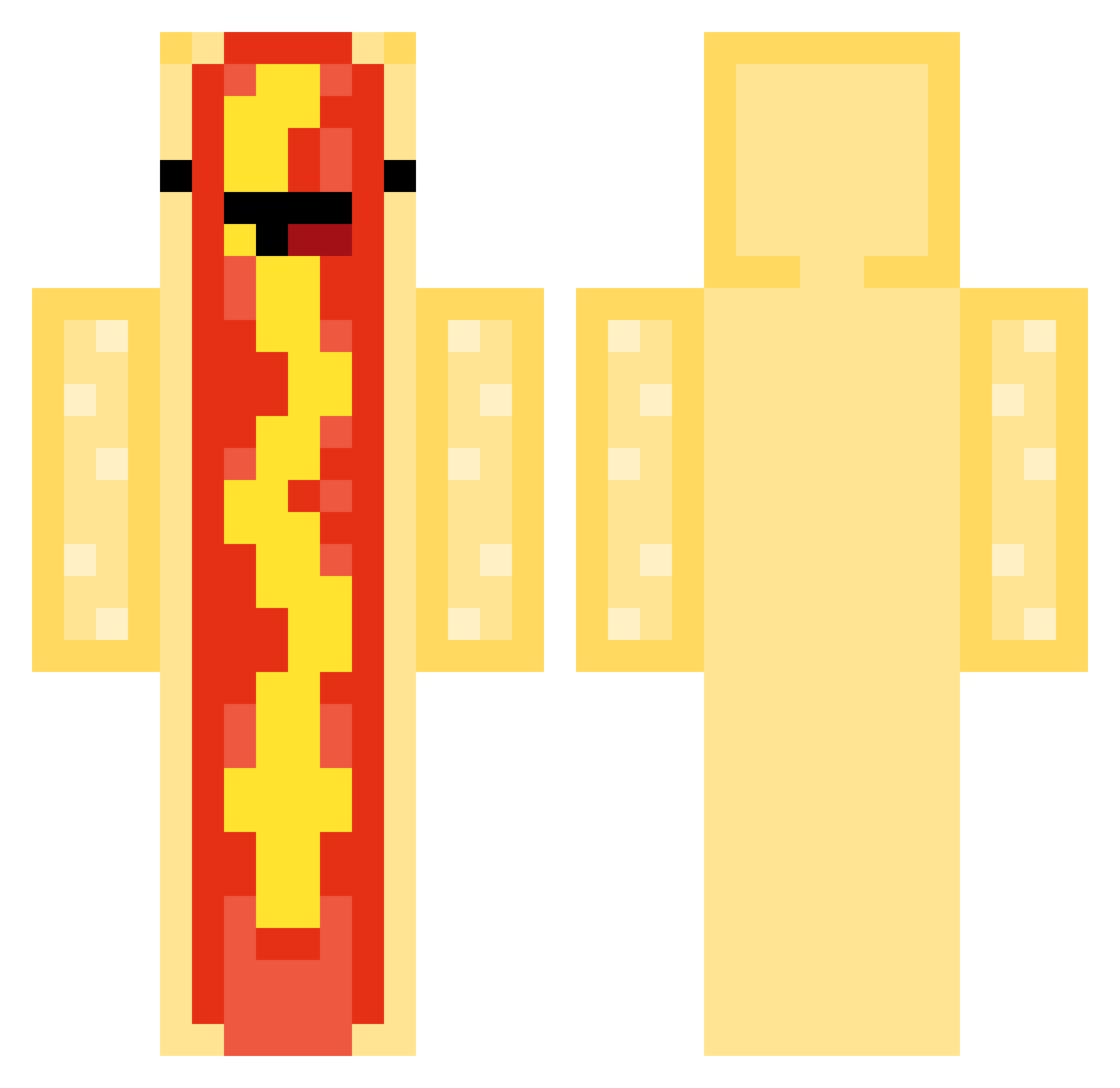 Sausages Minecraft skin, front and back view
