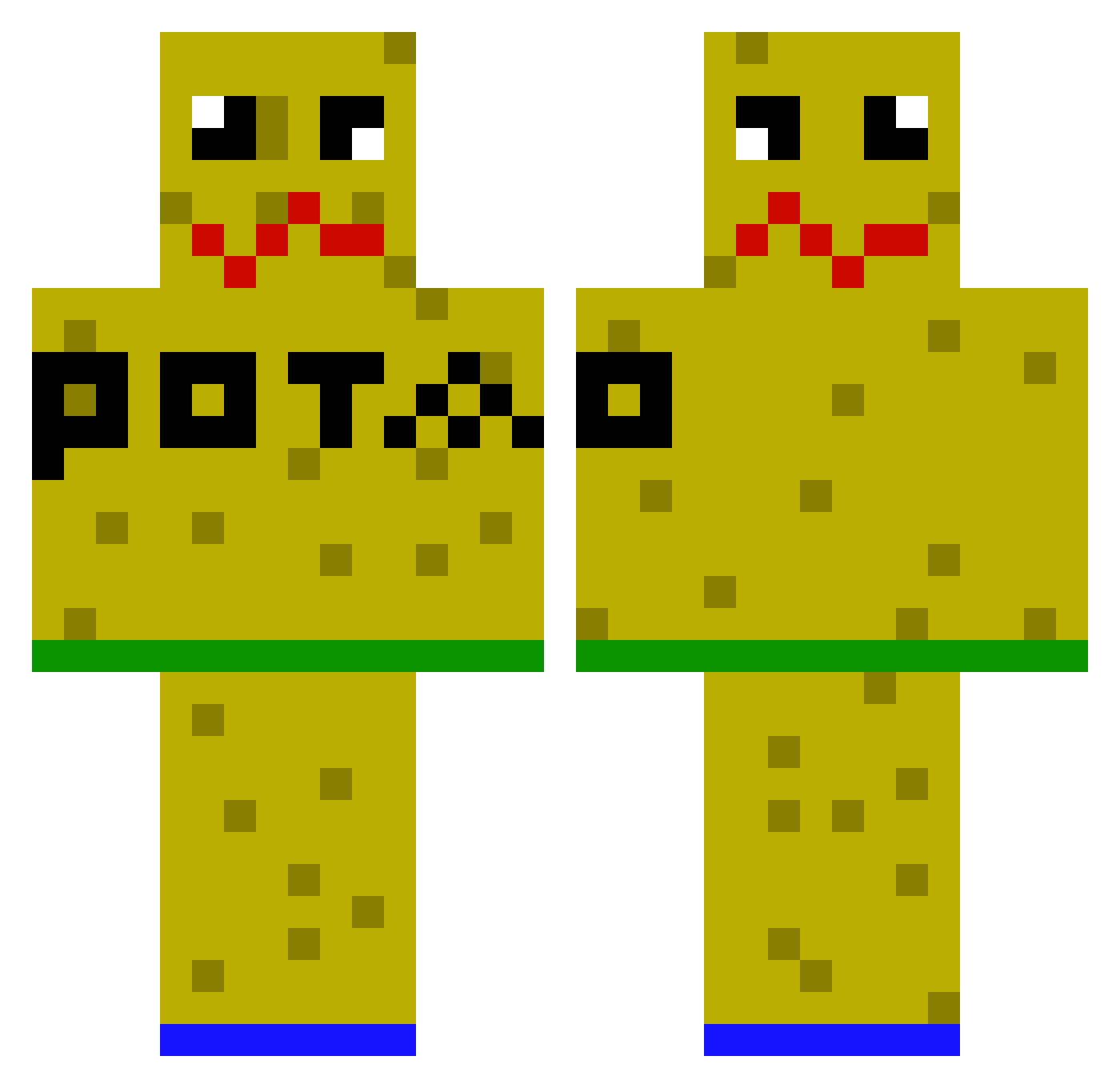 Potato484 Minecraft skin, front and back view