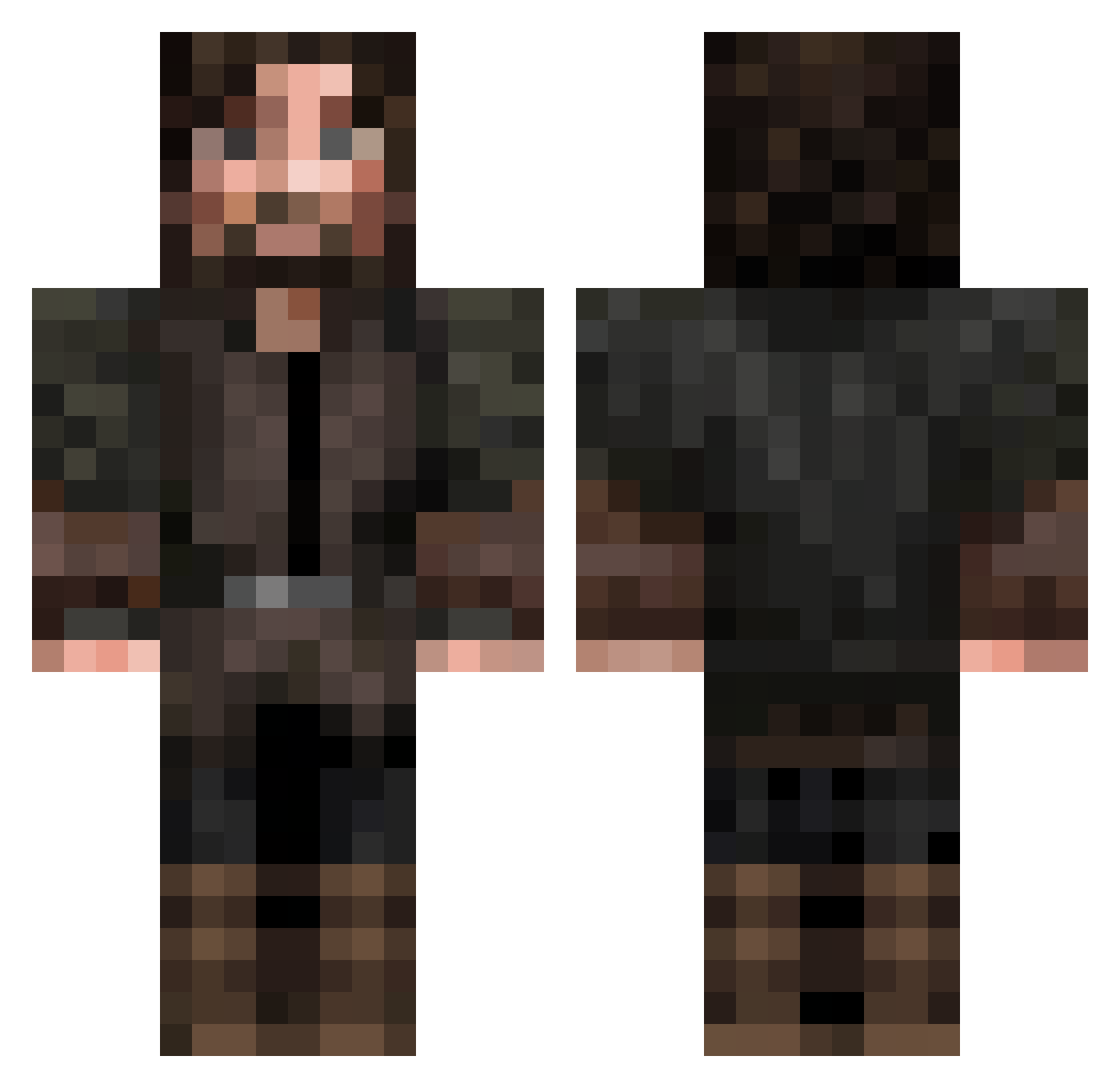 motherfoker Minecraft skin, front and back view