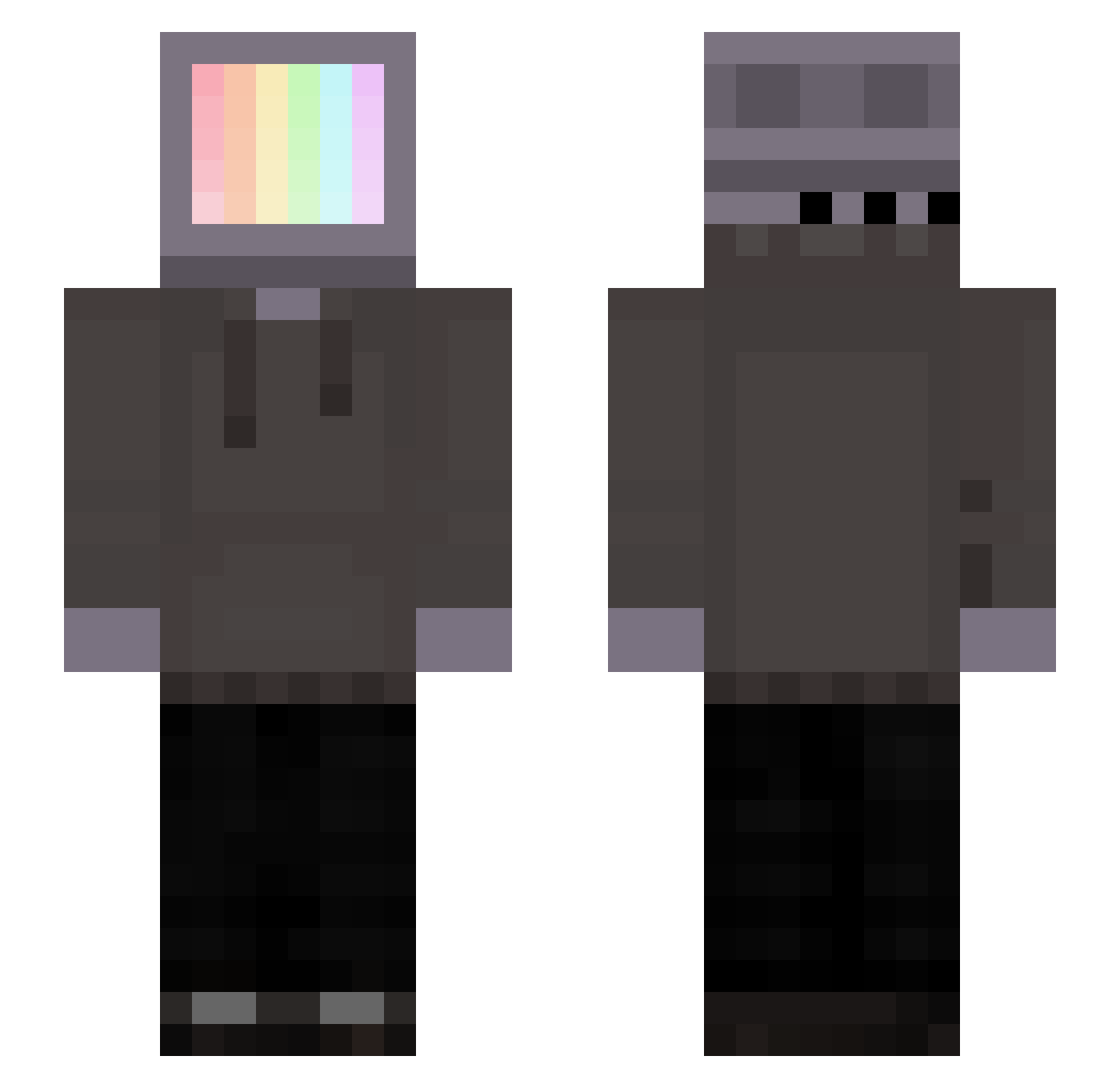 izisfat Minecraft skin, front and back view