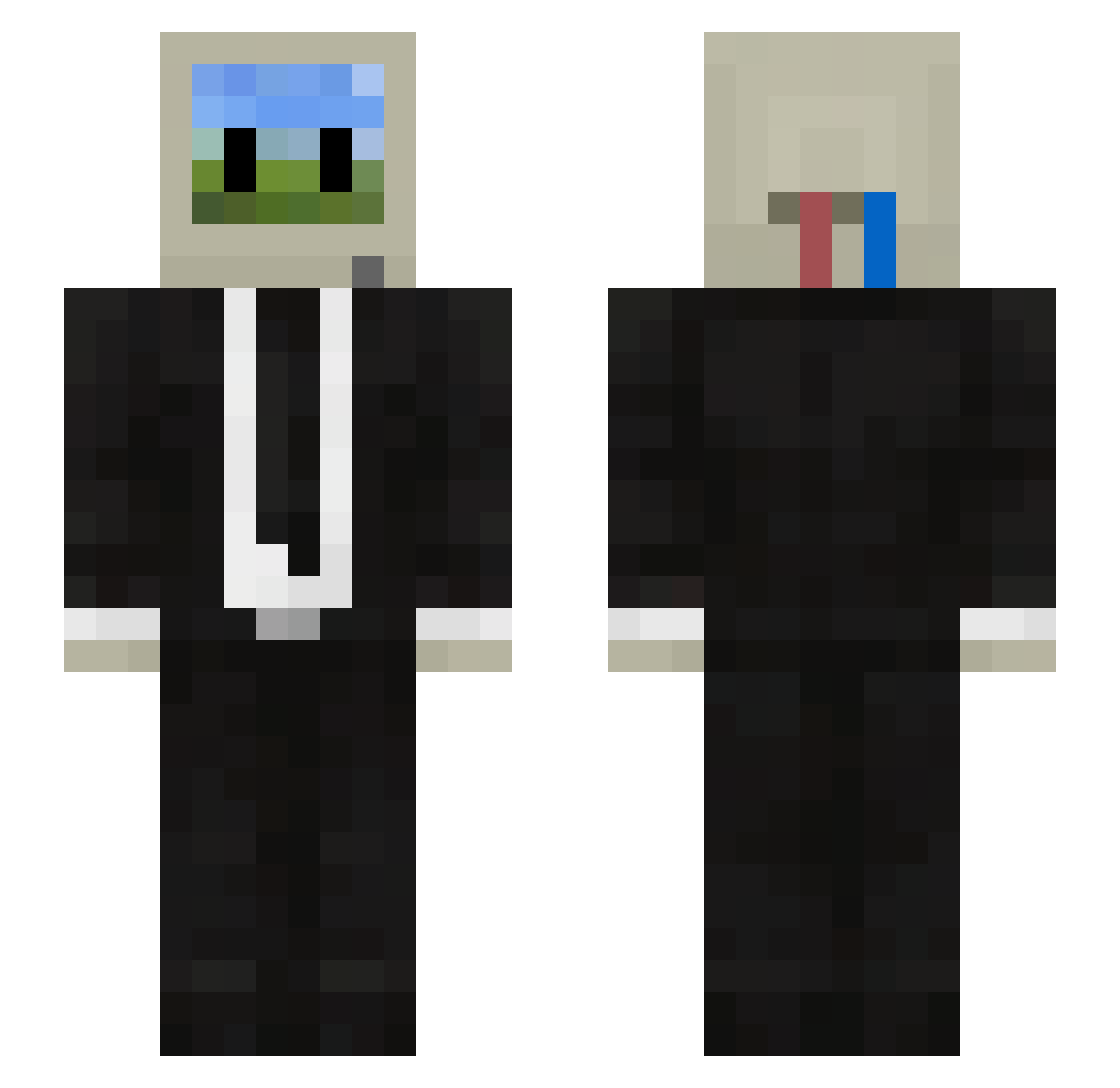 FiksGaming Minecraft skin, front and back view