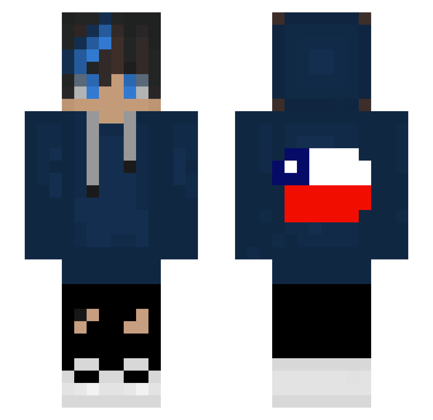 KiritoG24 Minecraft skin, front and back view