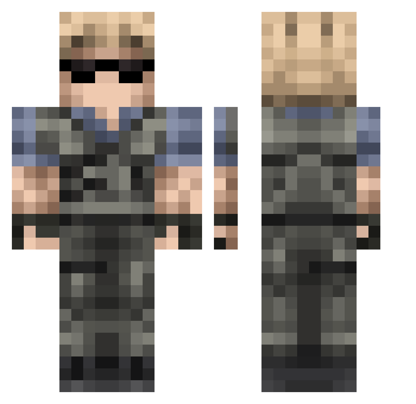 AlexEquals Minecraft skin, front and back view