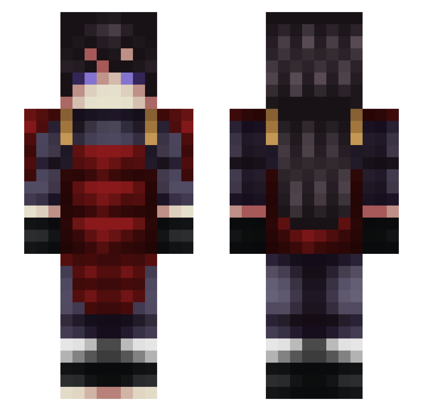 jjti Minecraft skin, front and back view