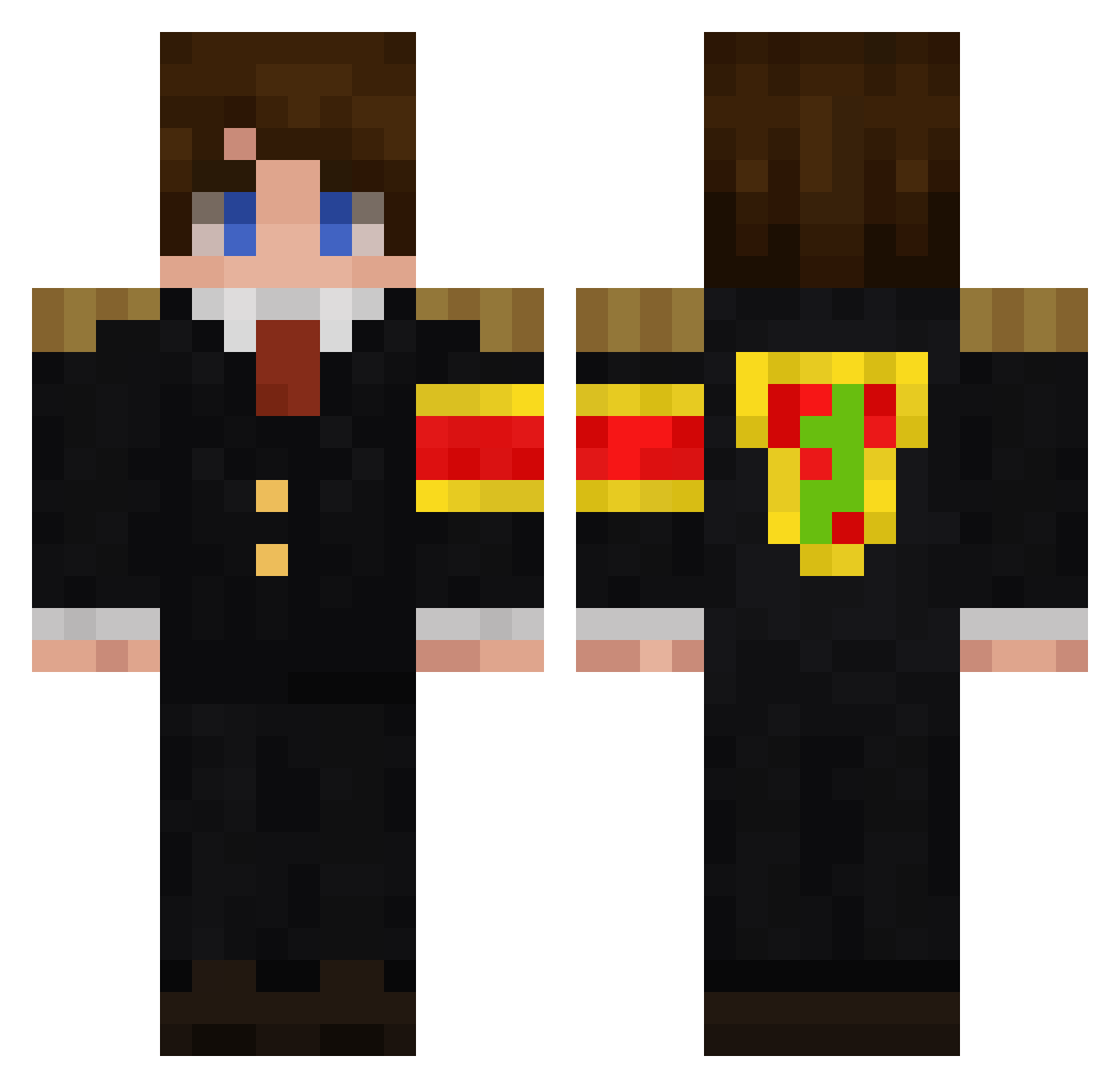 MrMemat08 Minecraft skin, front and back view