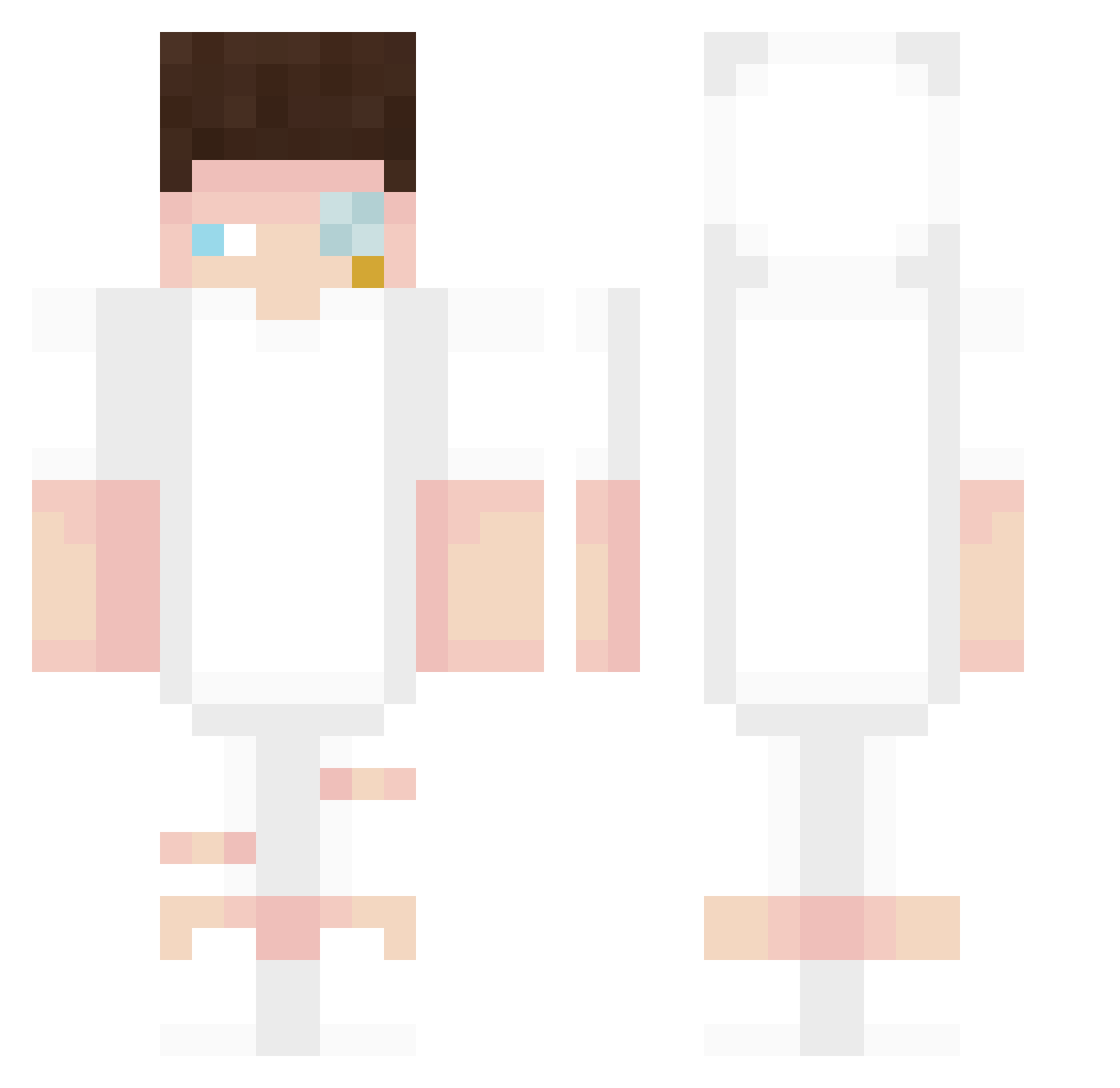 vepexTV Minecraft skin, front and back view
