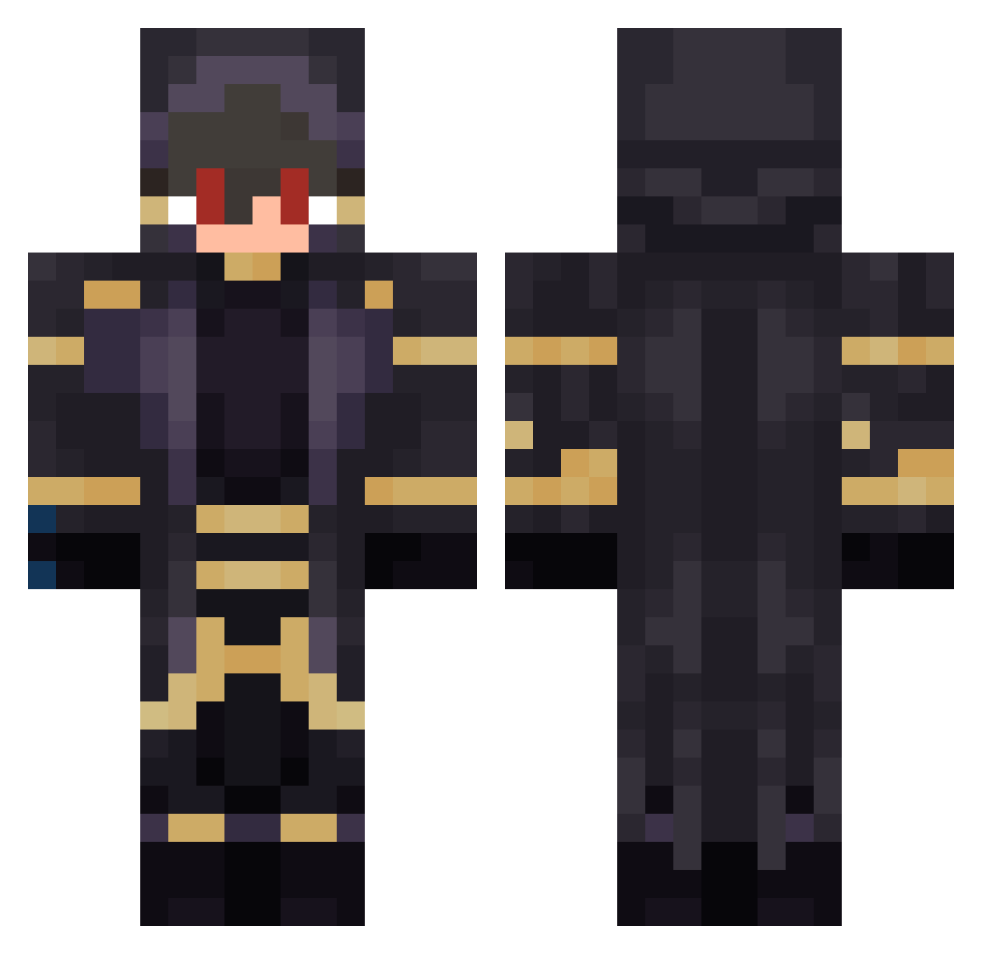 Paducas Minecraft skin, front and back view