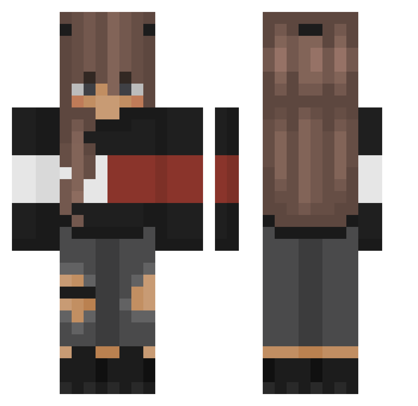 MrsZweiHalb Minecraft skin, front and back view