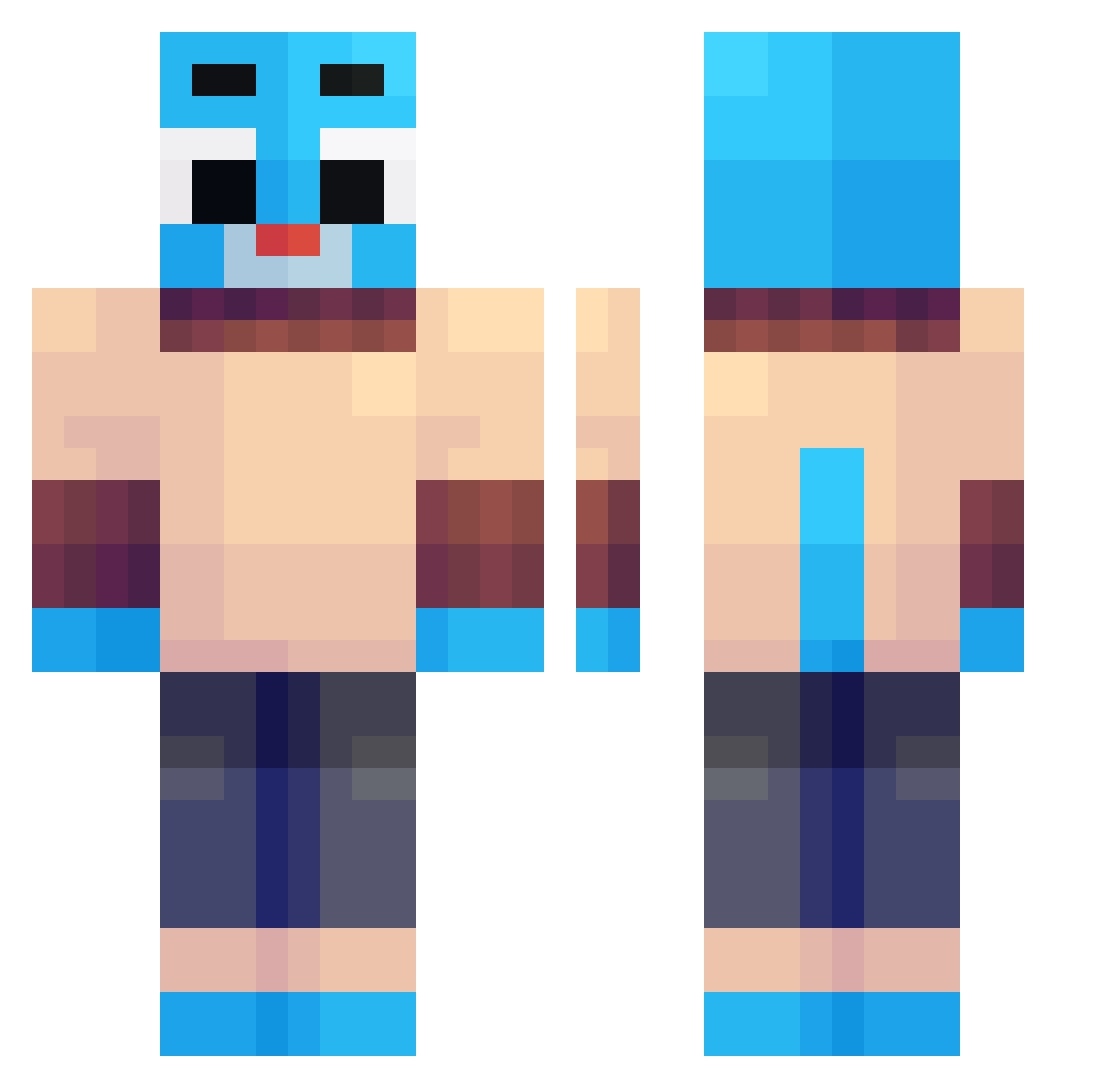 xYebandoo Minecraft skin, front and back view