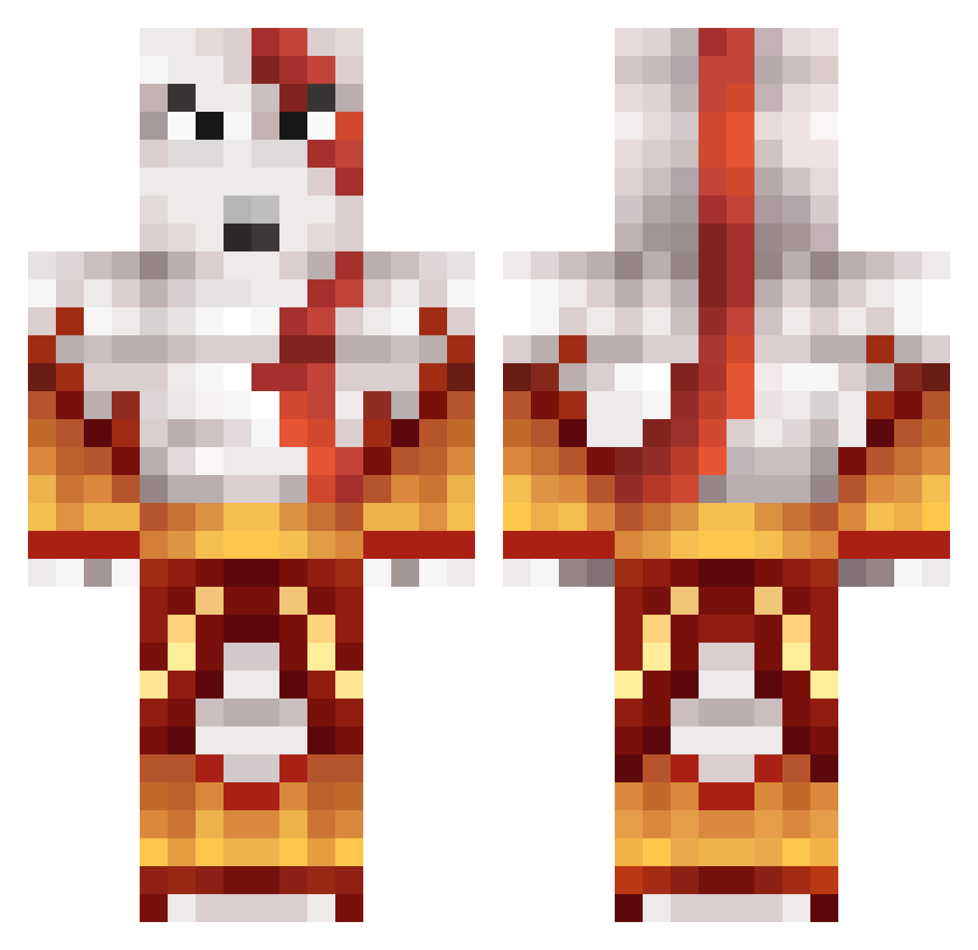 Biddy Minecraft skin, front and back view