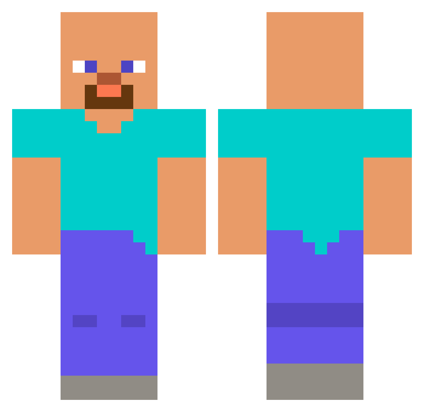 zxMossy Minecraft skin, front and back view