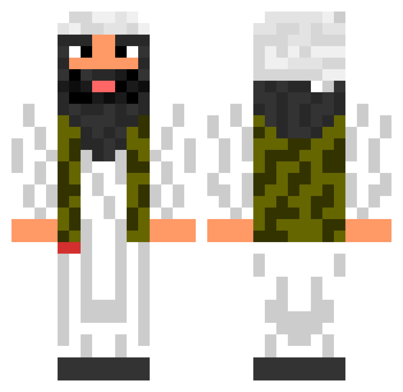 Ostentatiously Minecraft skin, front and back view
