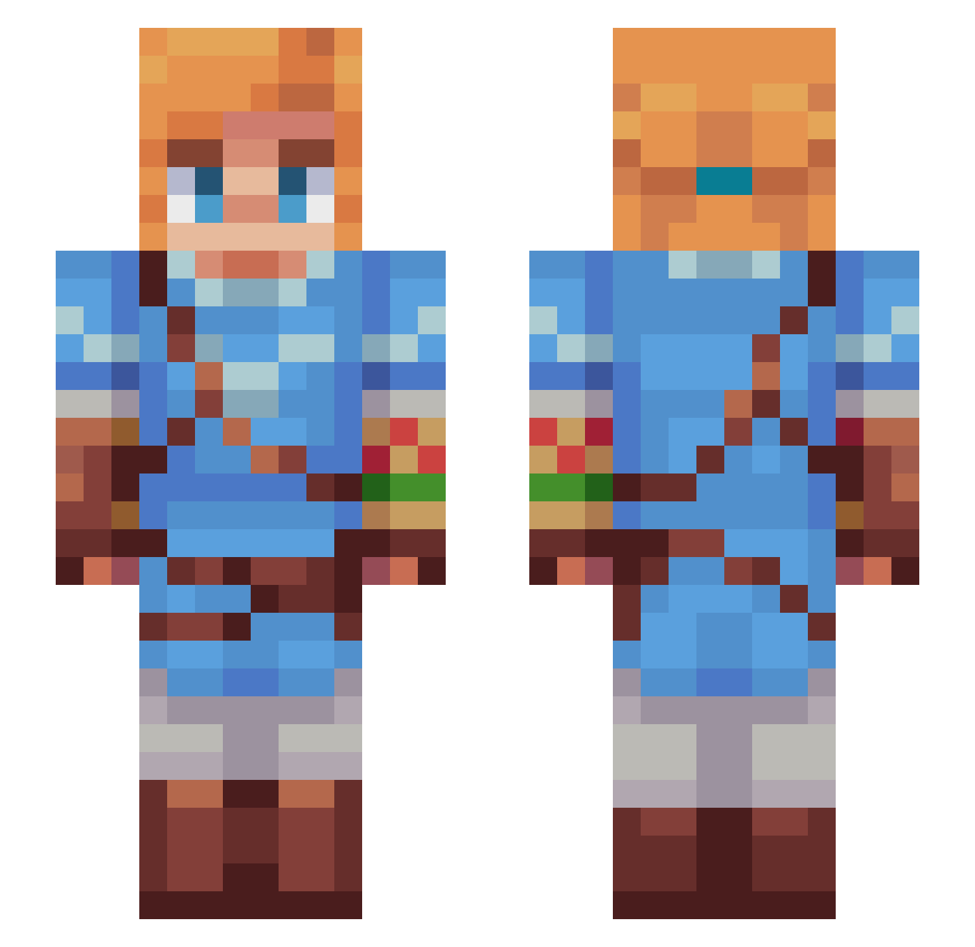 moe_soda Minecraft skin, front and back view
