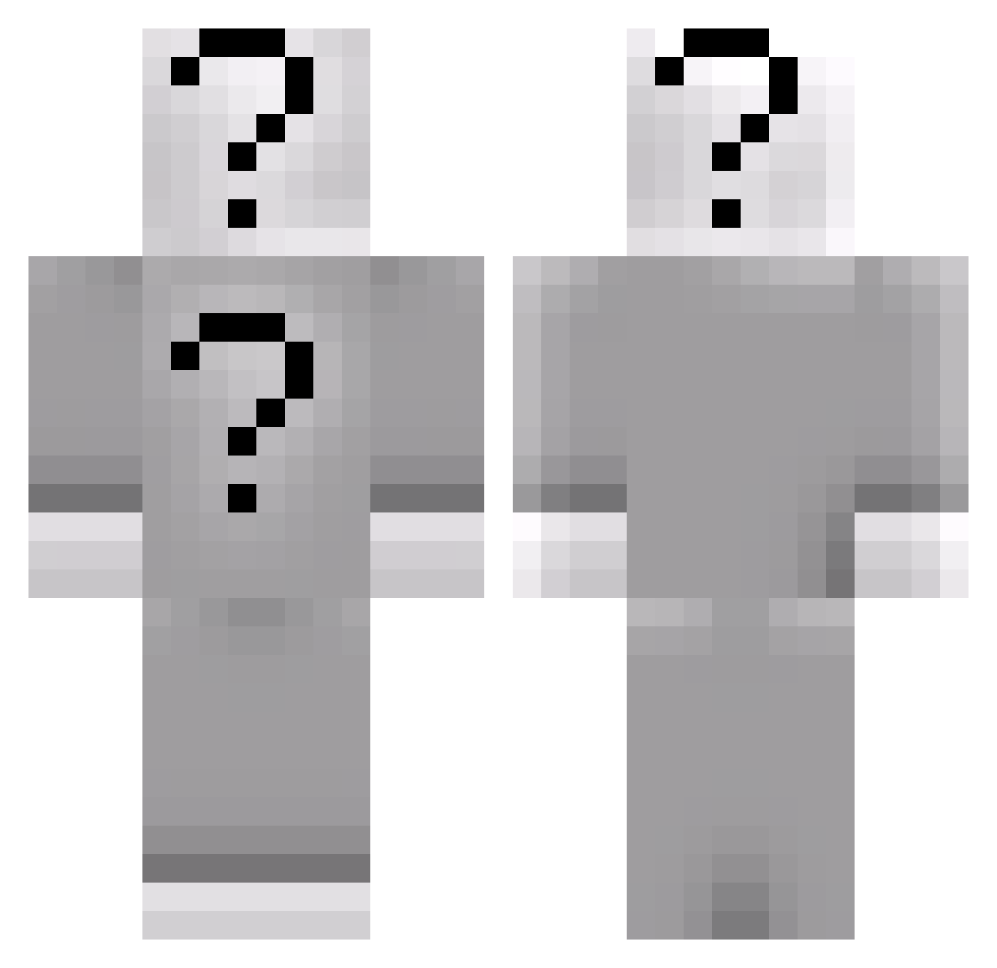 Unpredictability Minecraft skin, front and back view