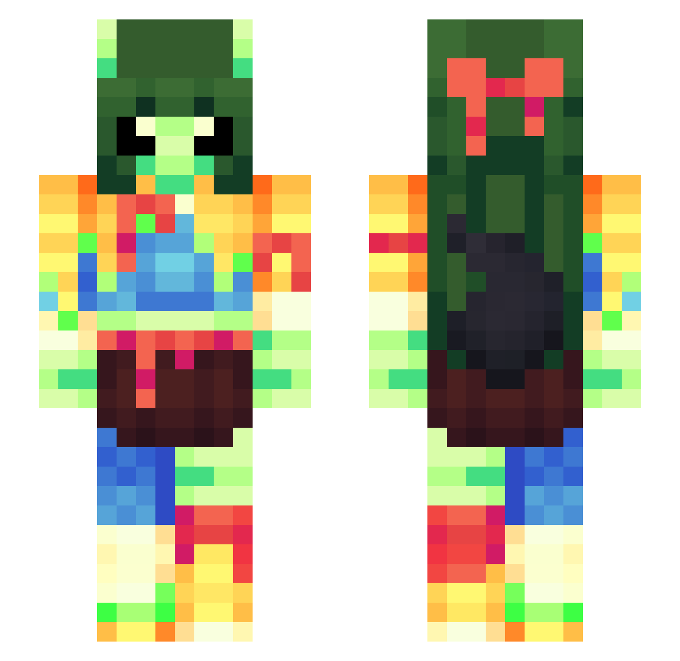 NixMeows Minecraft skin, front and back view