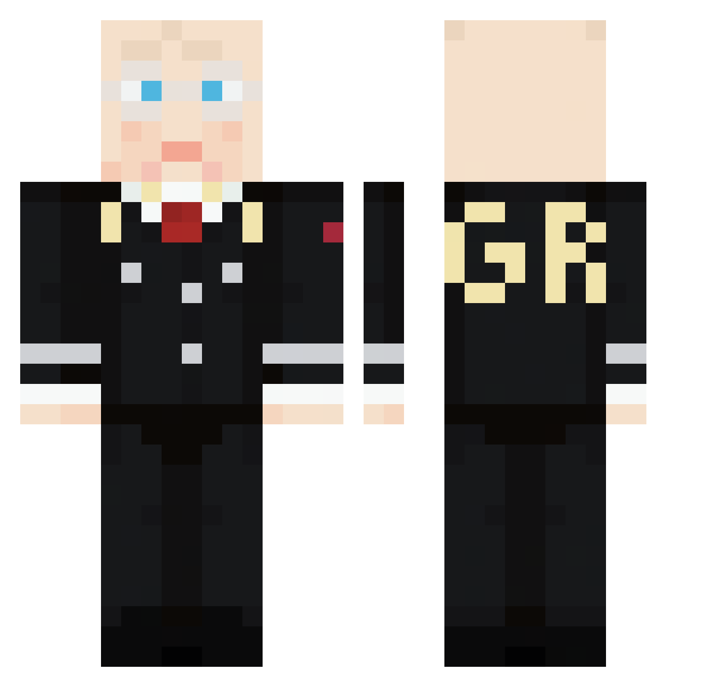 Goofy_Zila Minecraft skin, front and back view