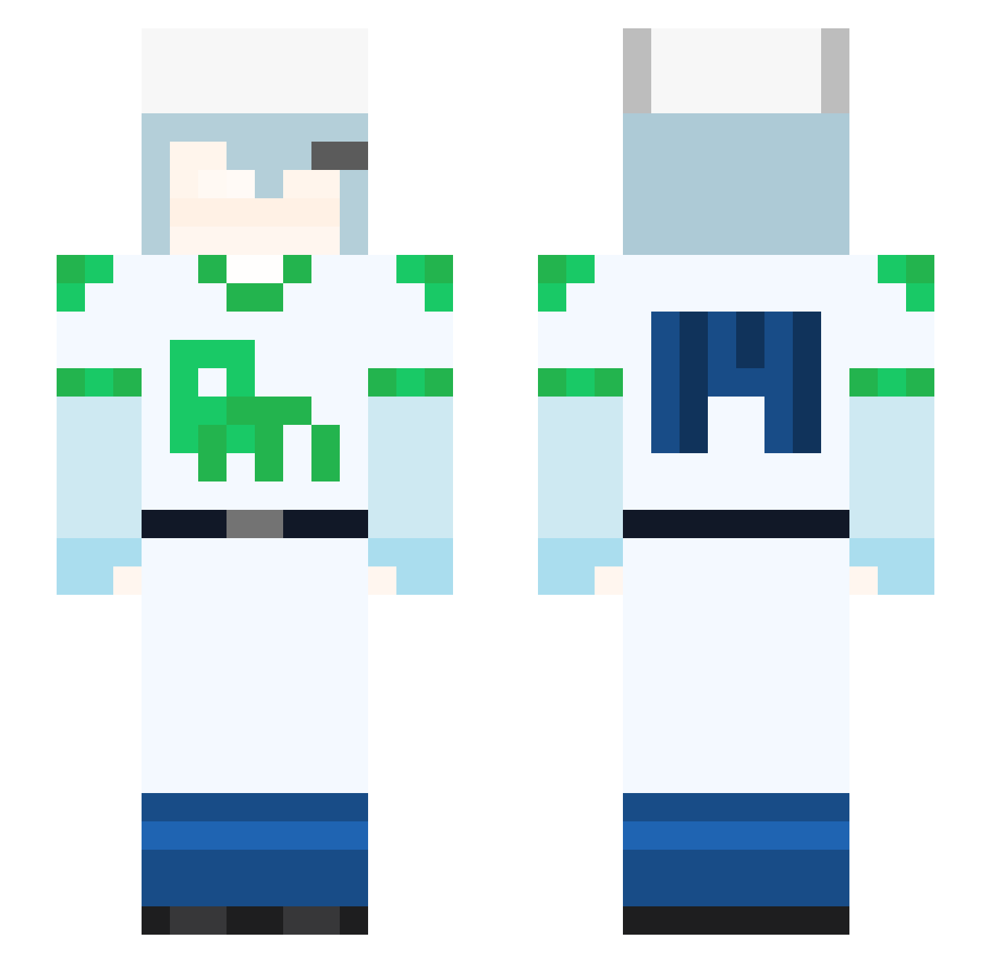 bluefoungs Minecraft skin, front and back view