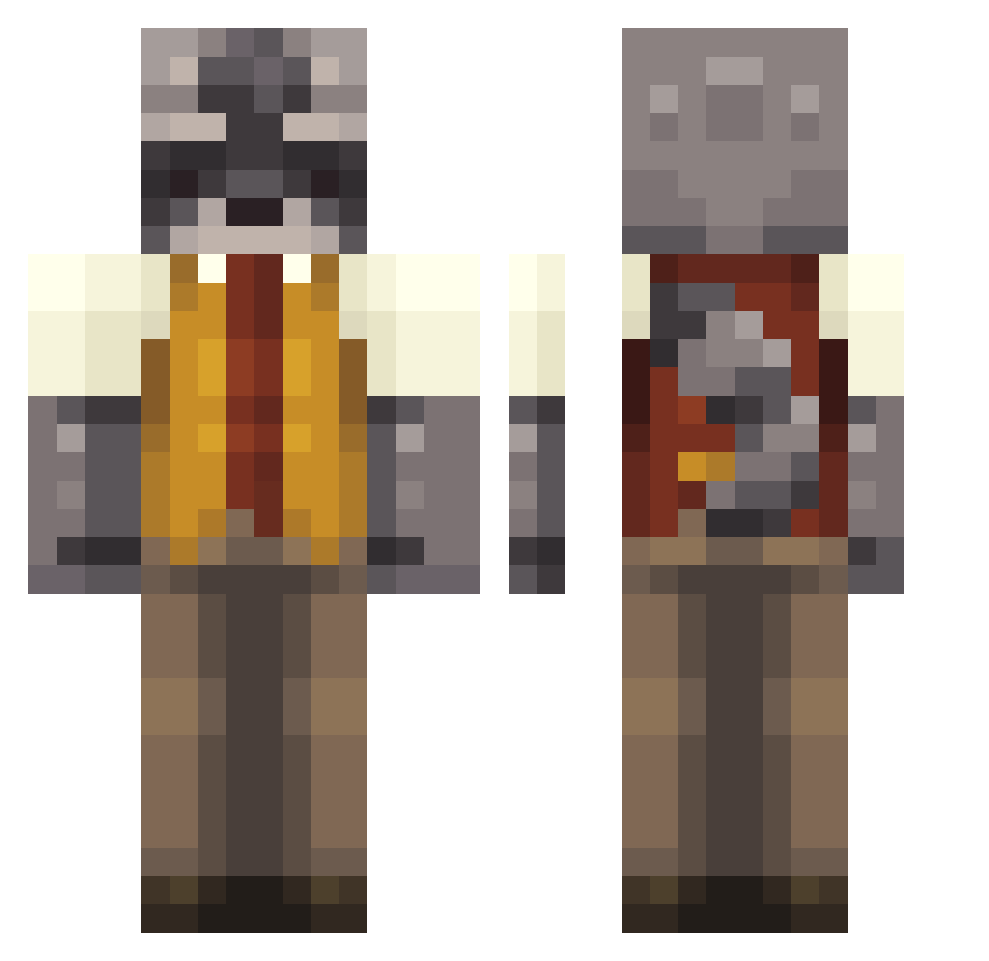 Heroon Minecraft skin, front and back view