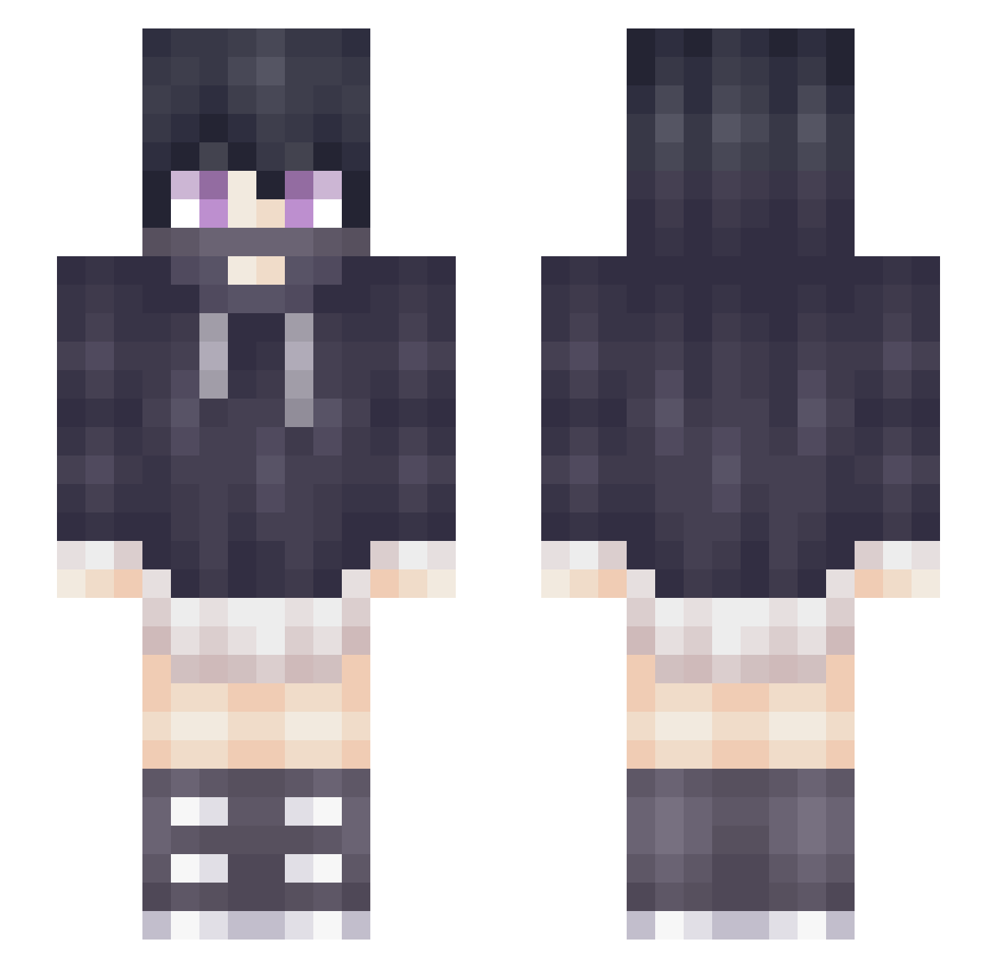 Polyhydroxy Minecraft skin, front and back view