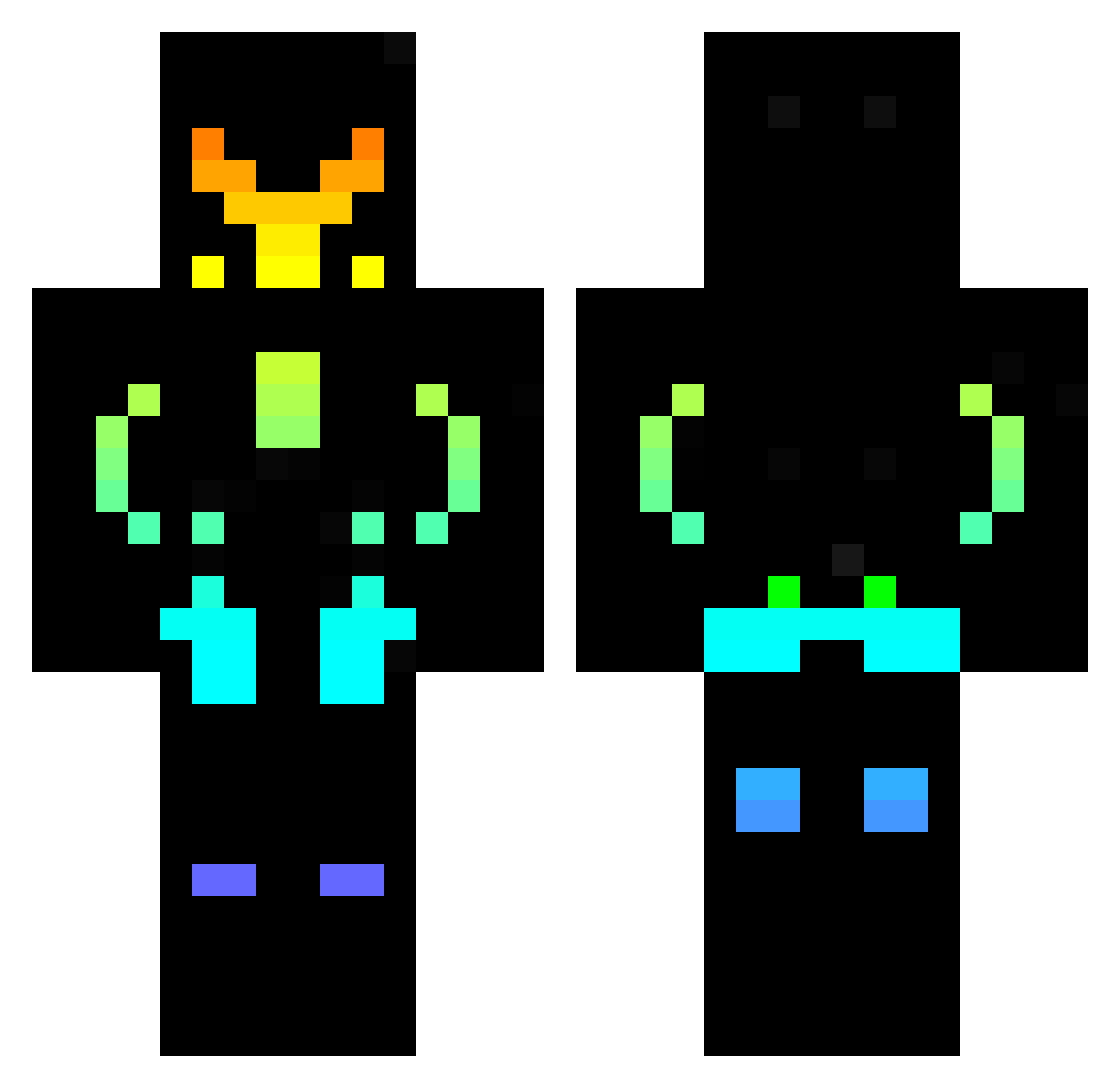 Rainbowhit Minecraft skin, front and back view