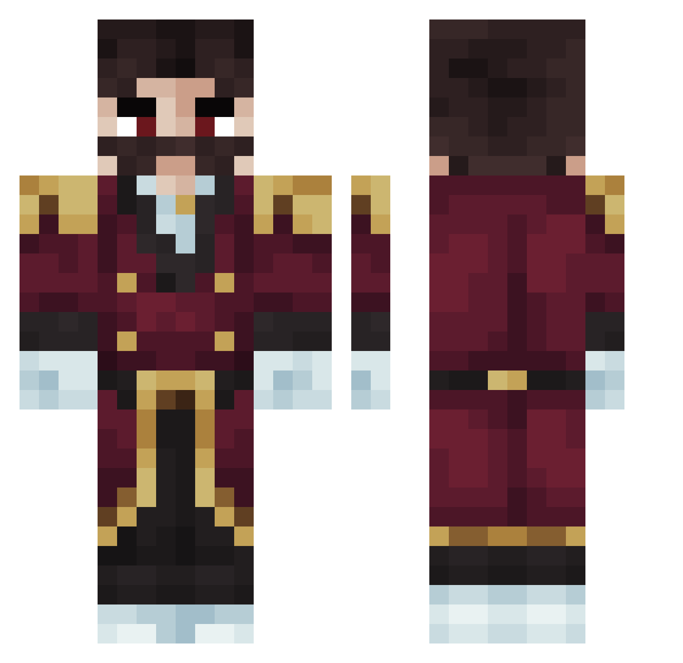 ElSnorroTV Minecraft skin, front and back view