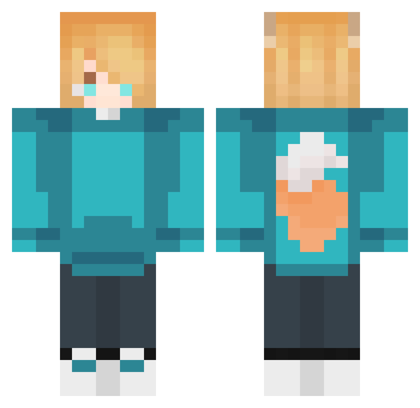 Sharpih Minecraft skin, front and back view