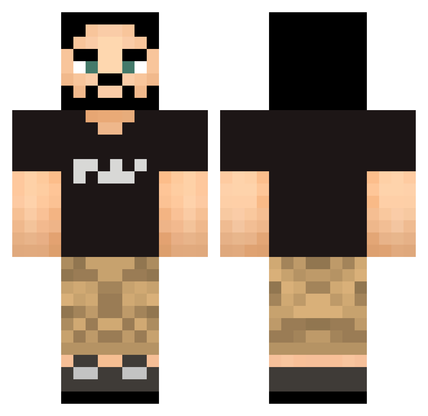 Tapa Minecraft skin, front and back view